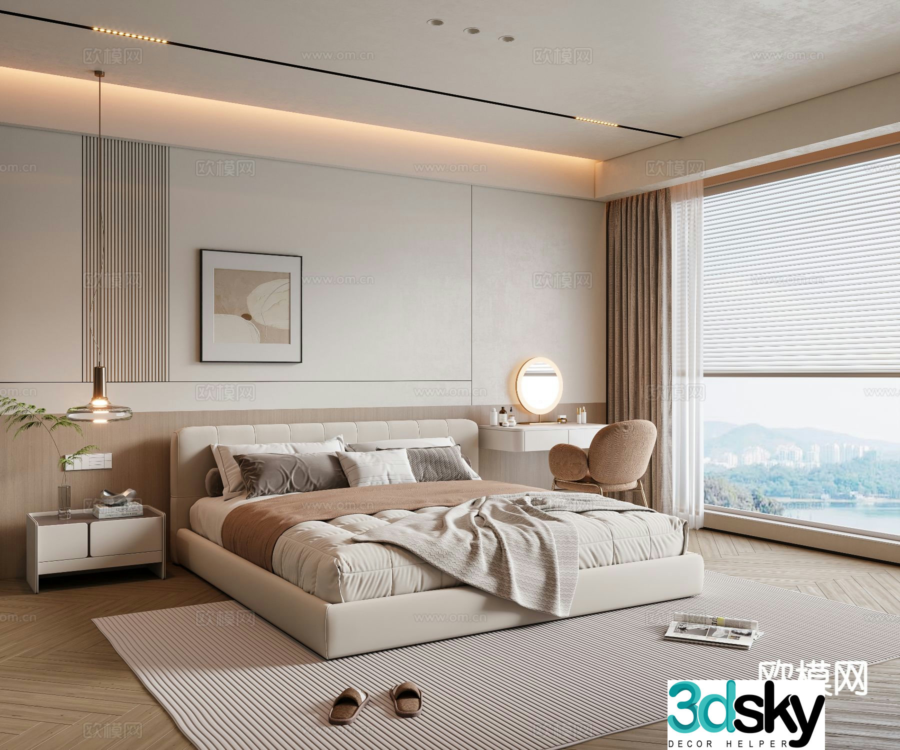 Cream style bedroom master bedroom 3d model