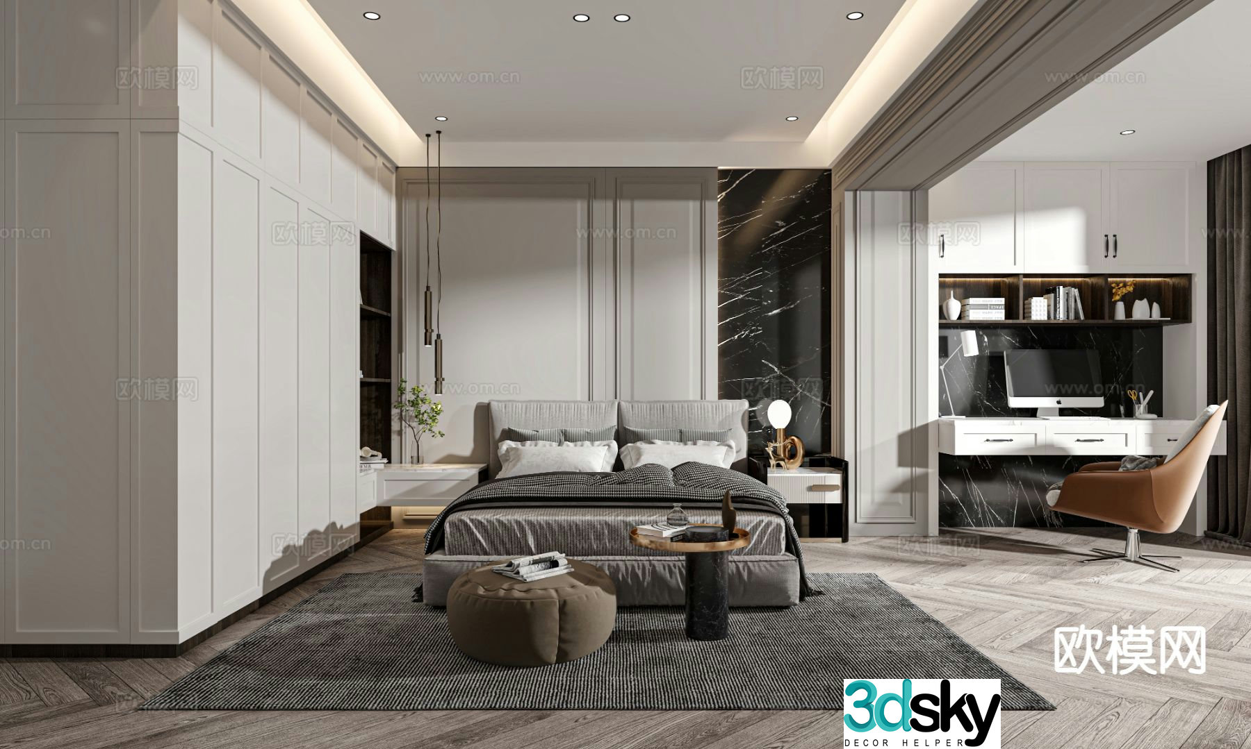 Modern bedroom master bedroom 3d model