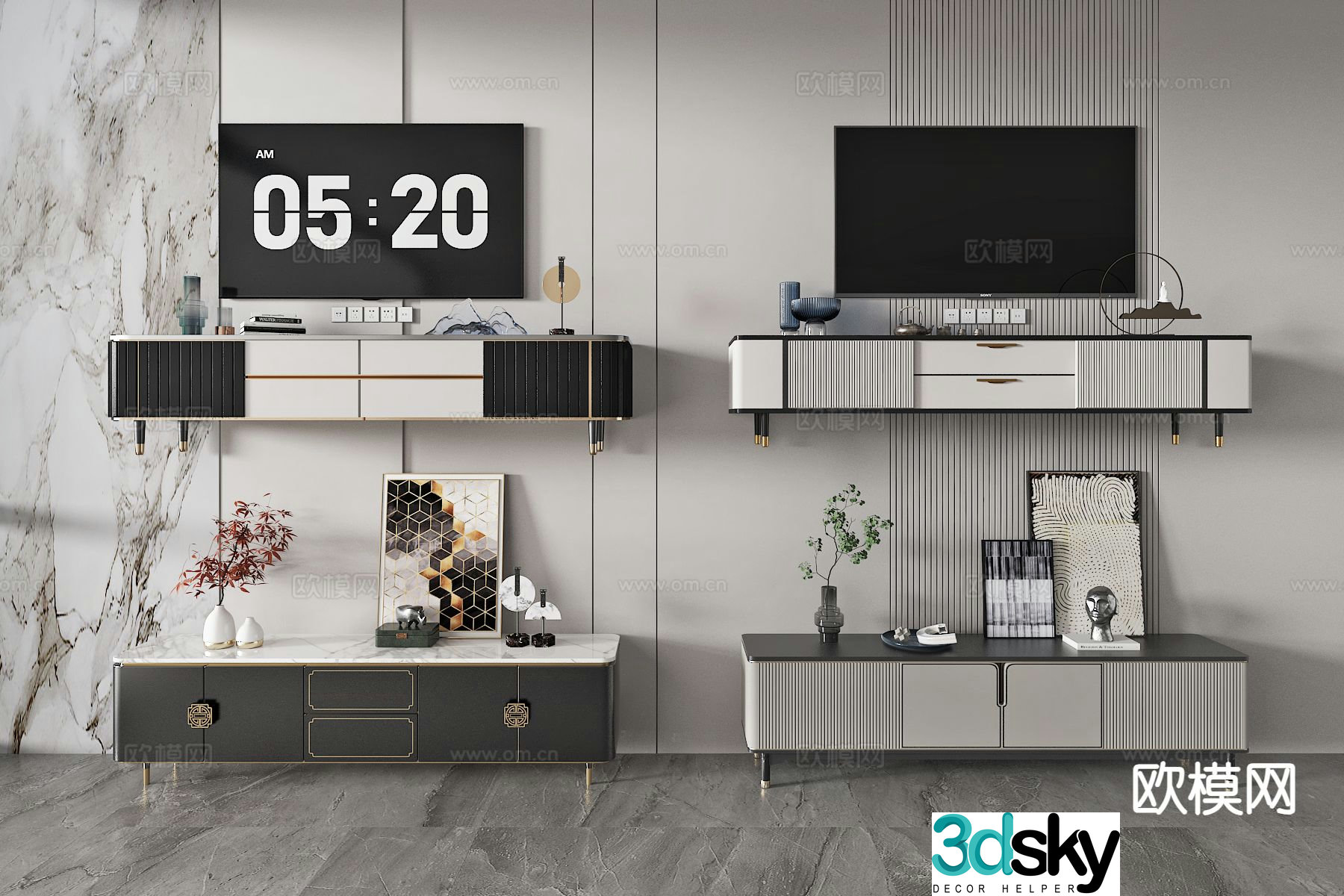 New Chinese style TV cabinet base cabinet 3D model