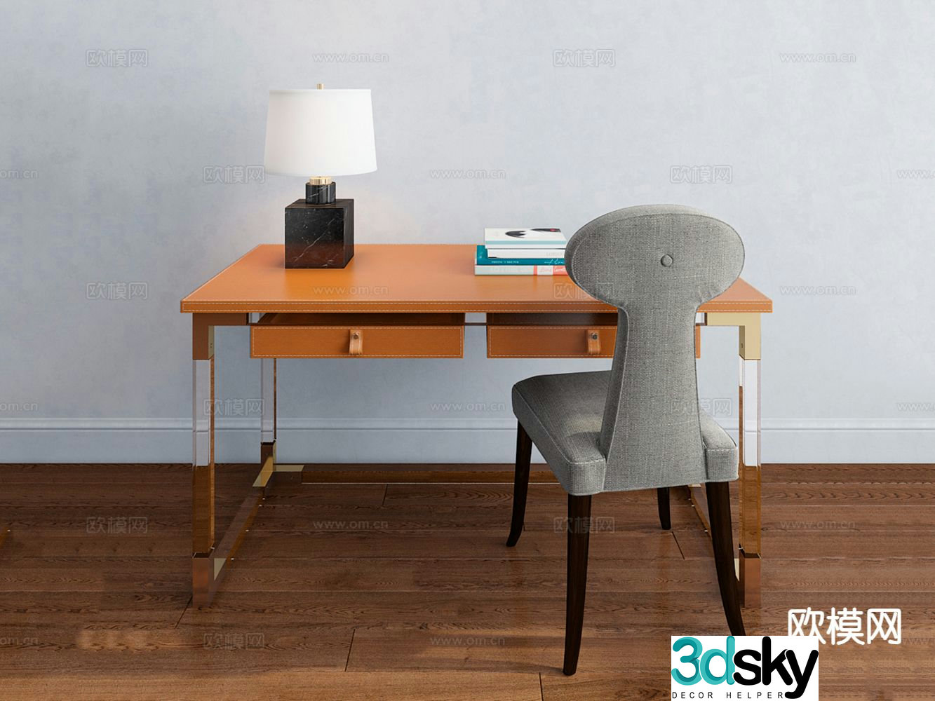 Desk and chair study table and chair 3d model