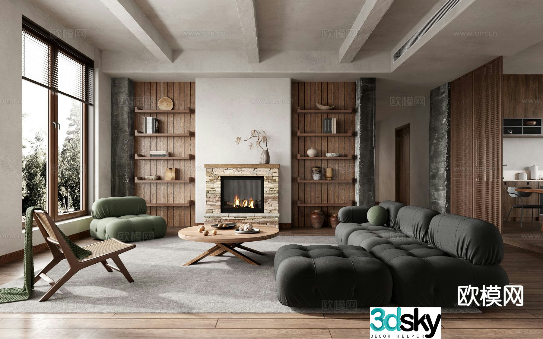 Wabi-sabi living room 3d model