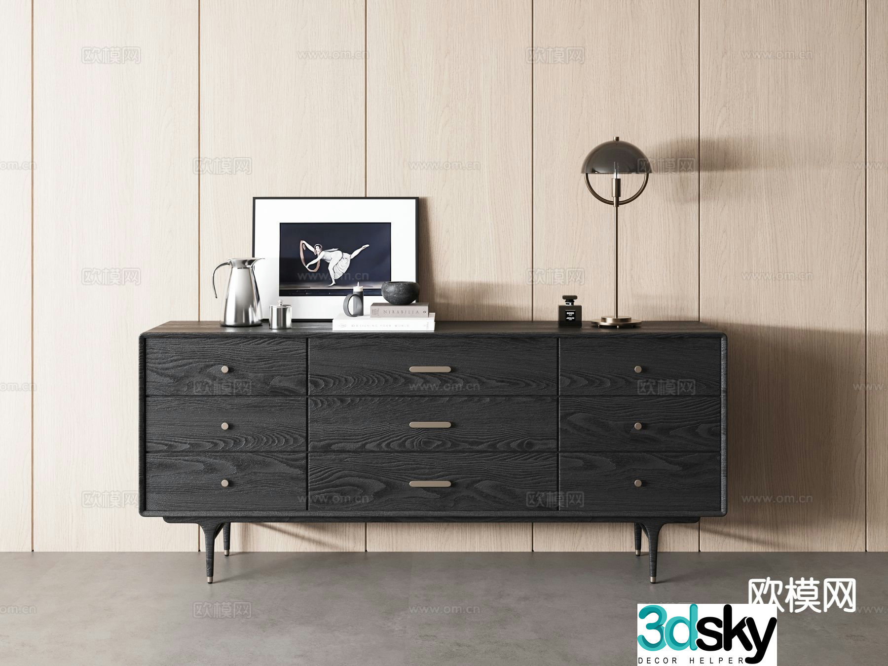 Modern side cabinet chest 3d model