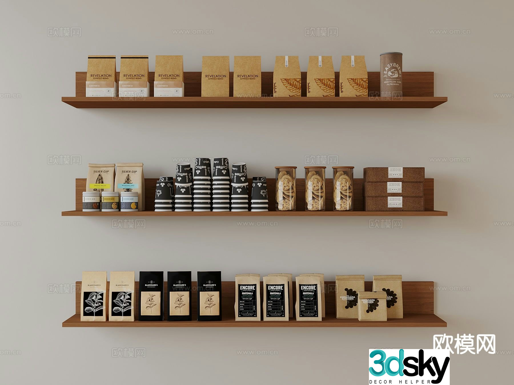 Shelves shelves coffee ornaments 3D model