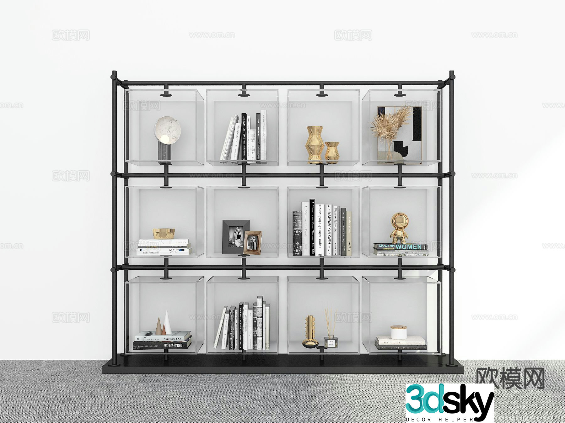 Modern bookshelf acrylic bookcase 3d model