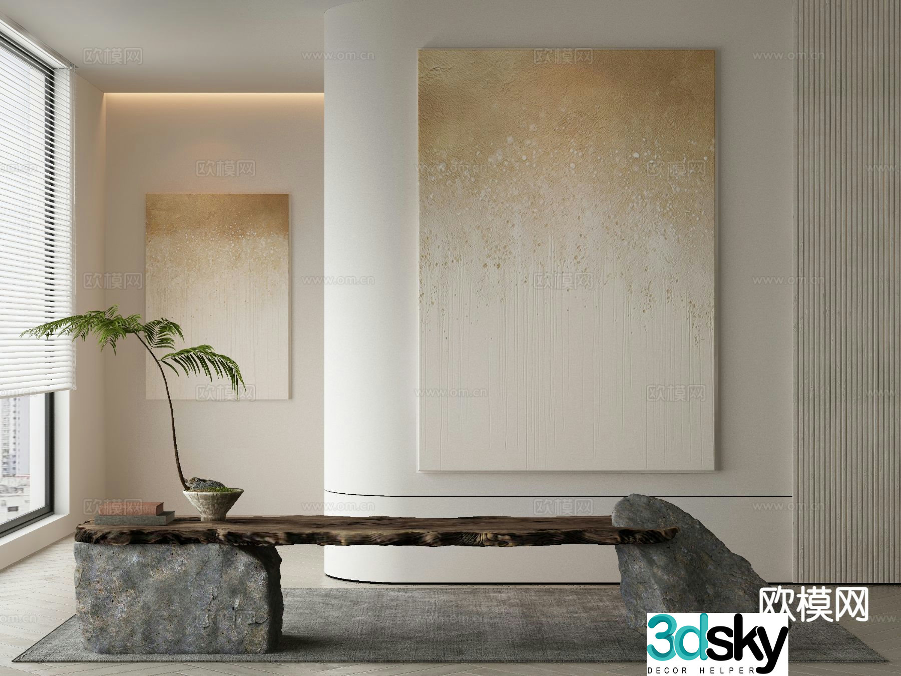 Modern decorative painting texture painting solid color abstract painting 3d model