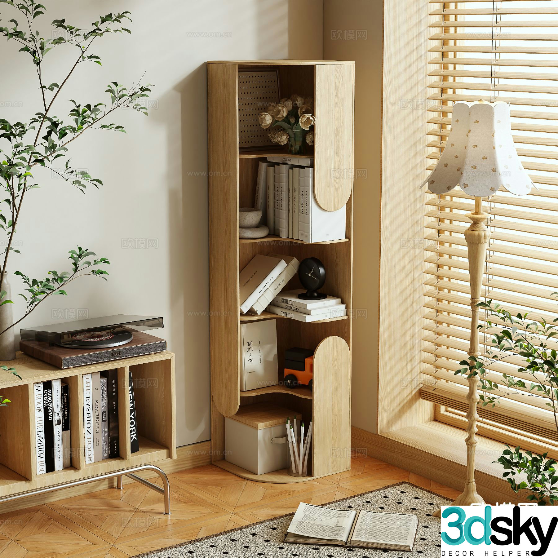 Medieval style bookshelf 3d model