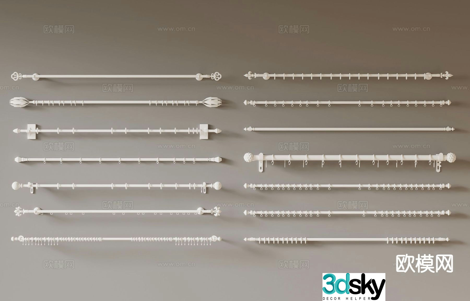 Modern Curtain Rod Roman Rod 3d model