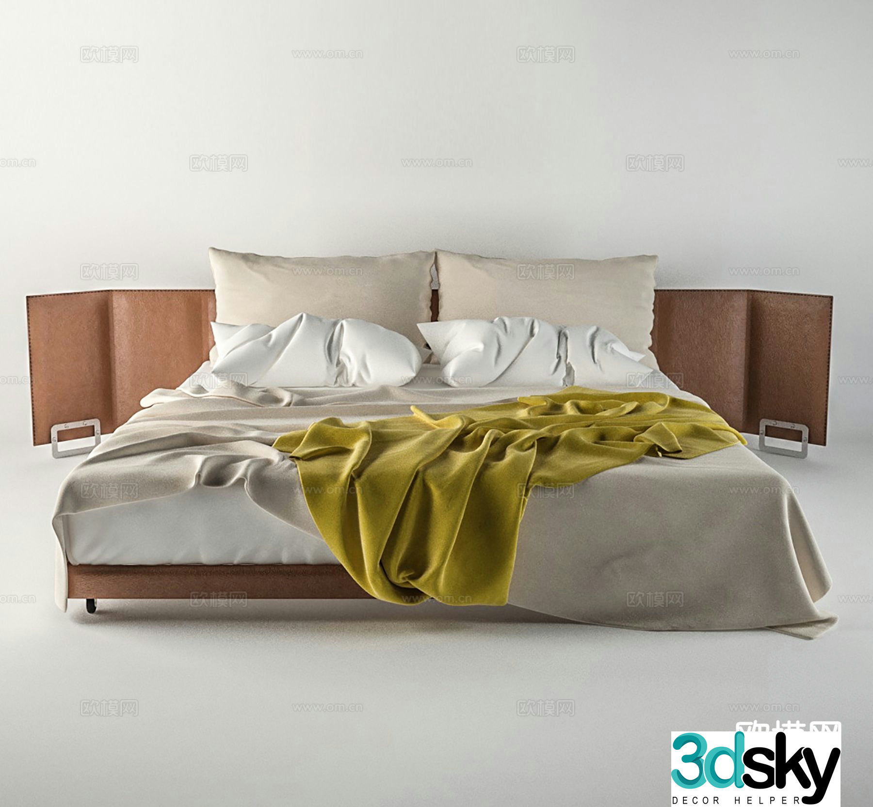 Modern double bed 3d model