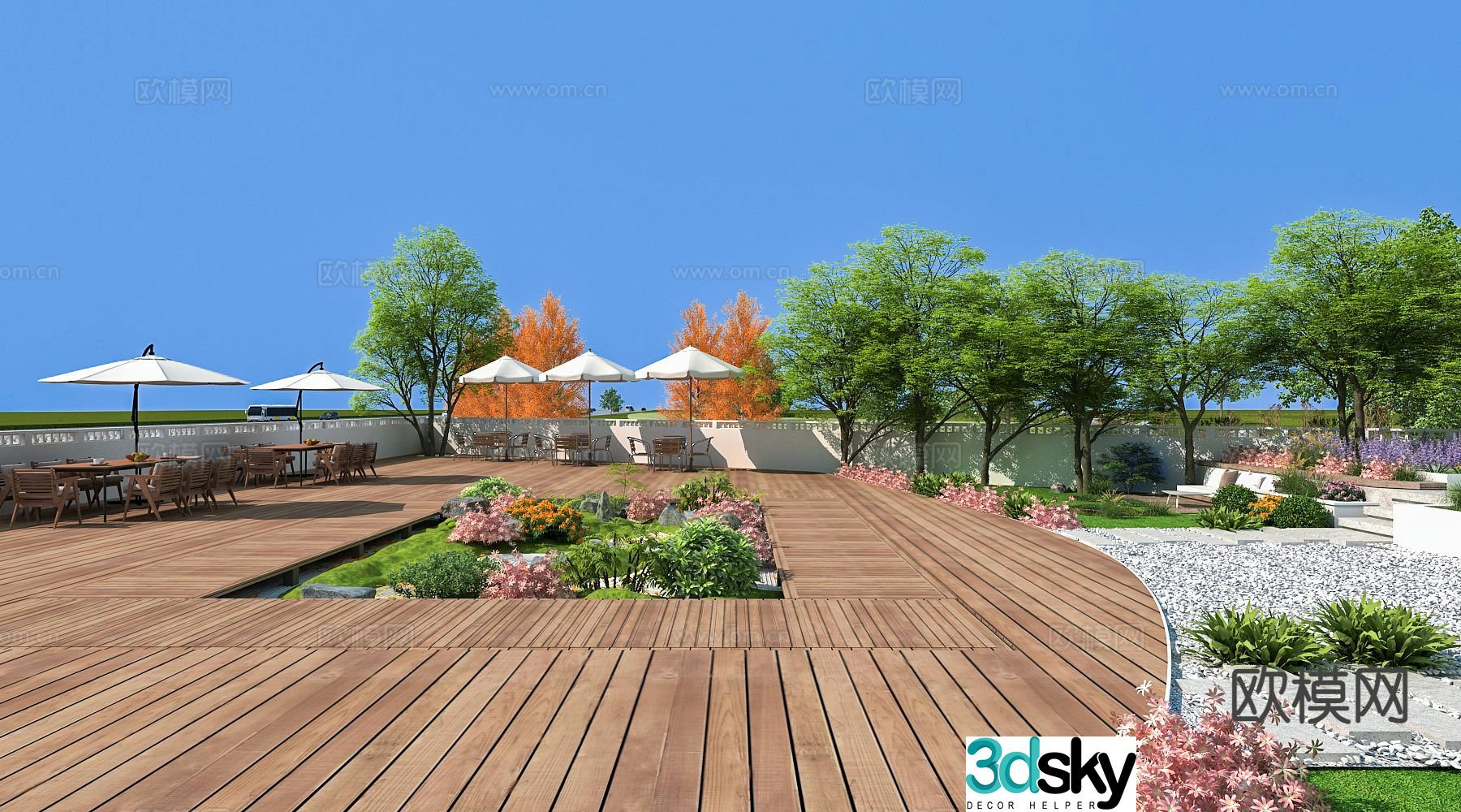 Square park landscape 3d model