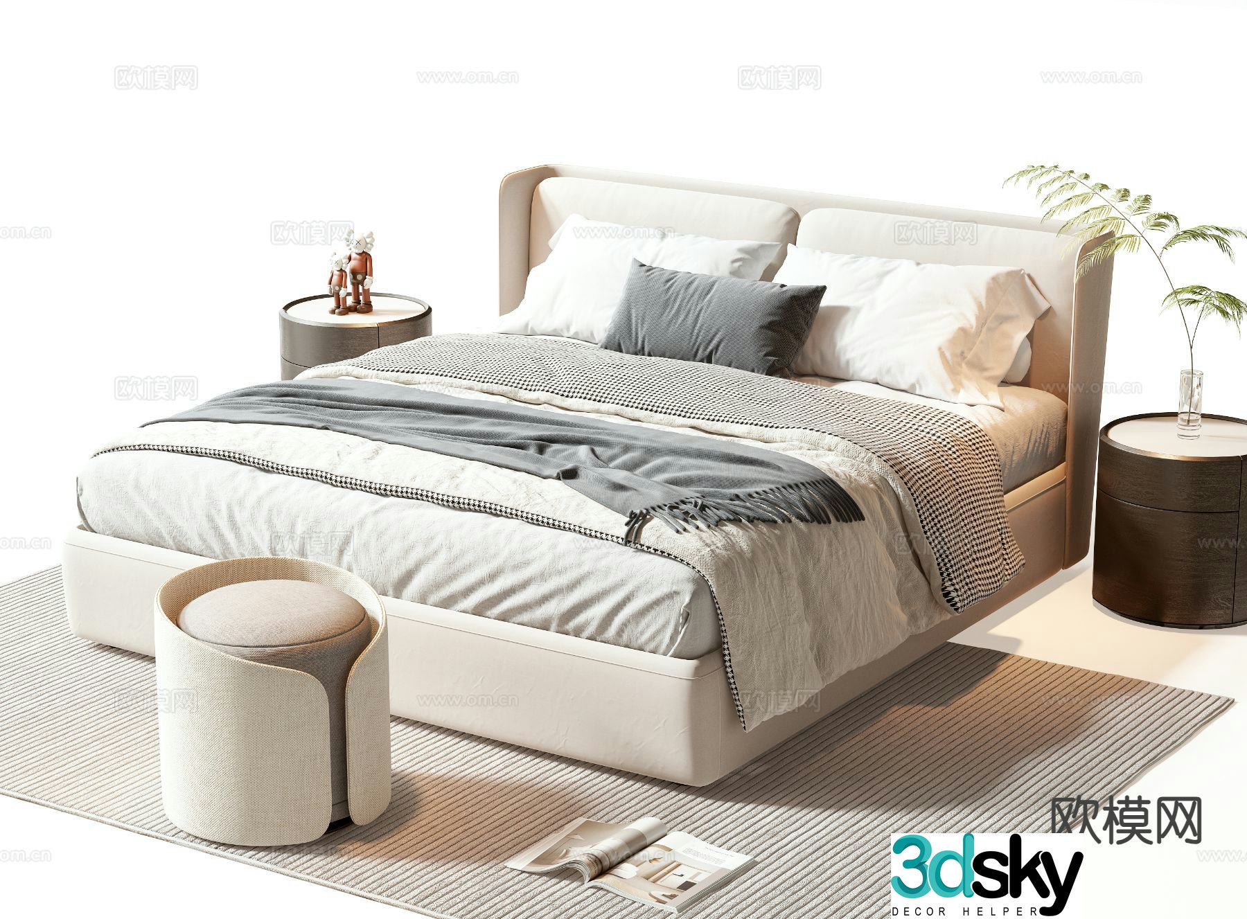 Modern double bed 3d model