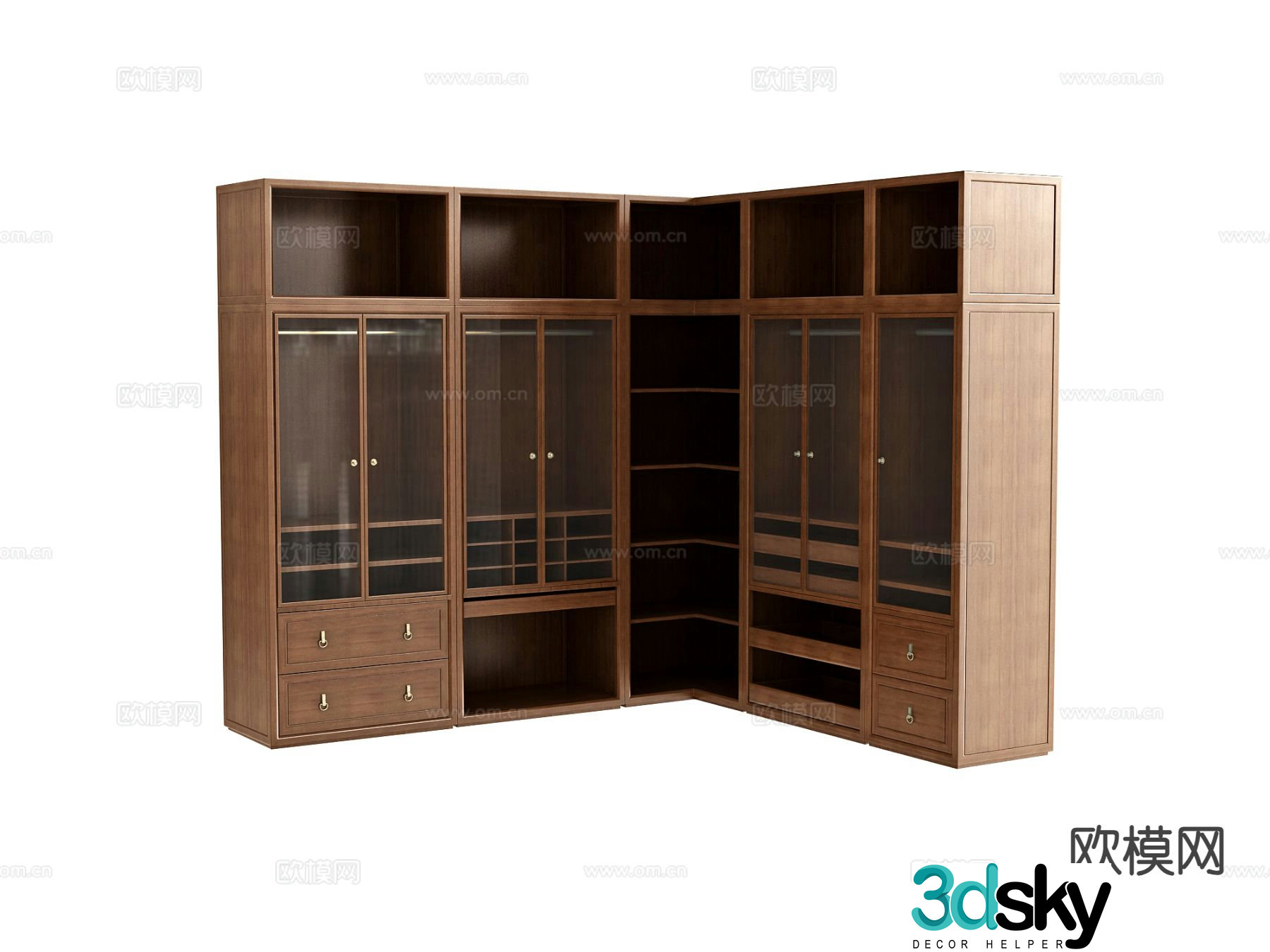 New Chinese style solid wood bookcase corner bookcase 3D model