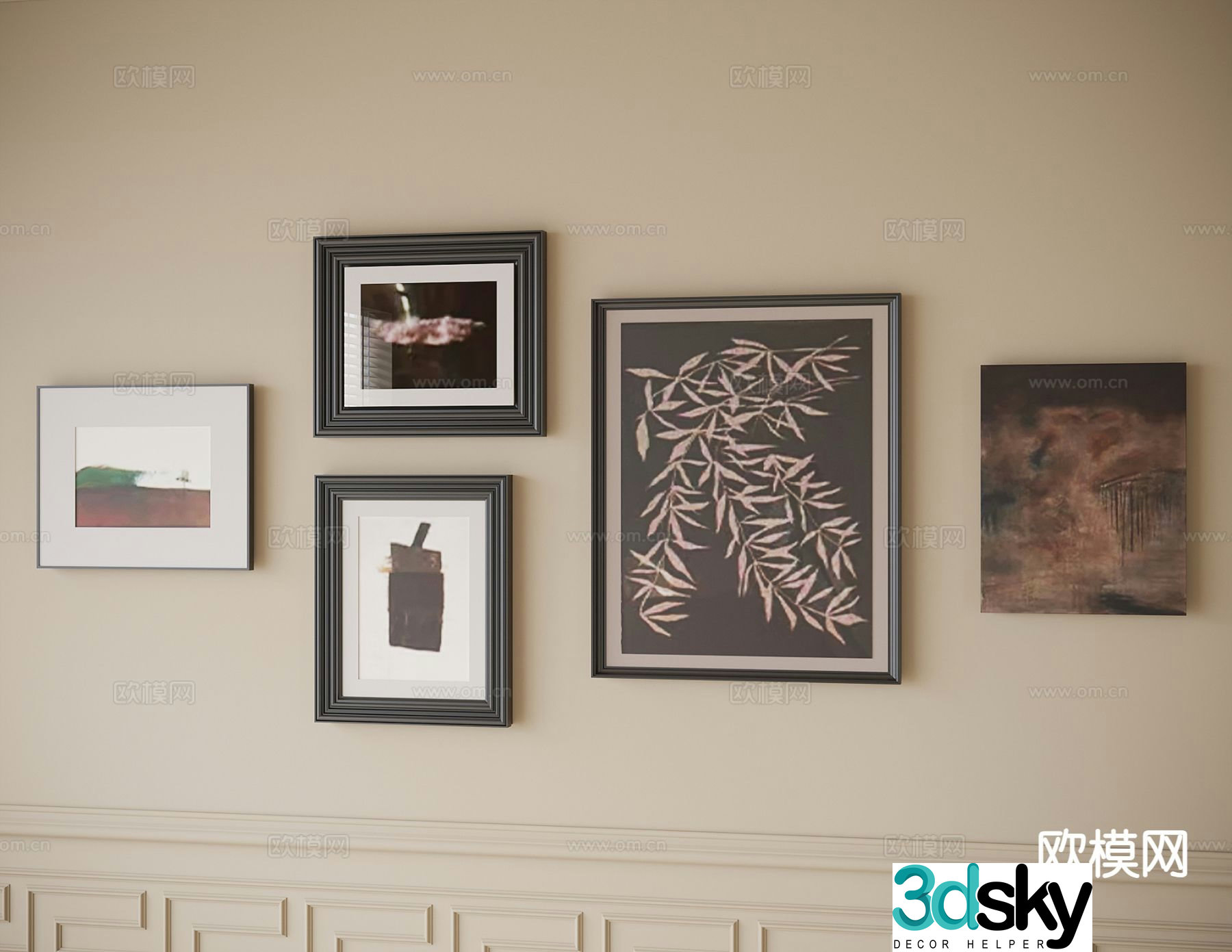 French hanging painting decorative painting photo wall 3D model