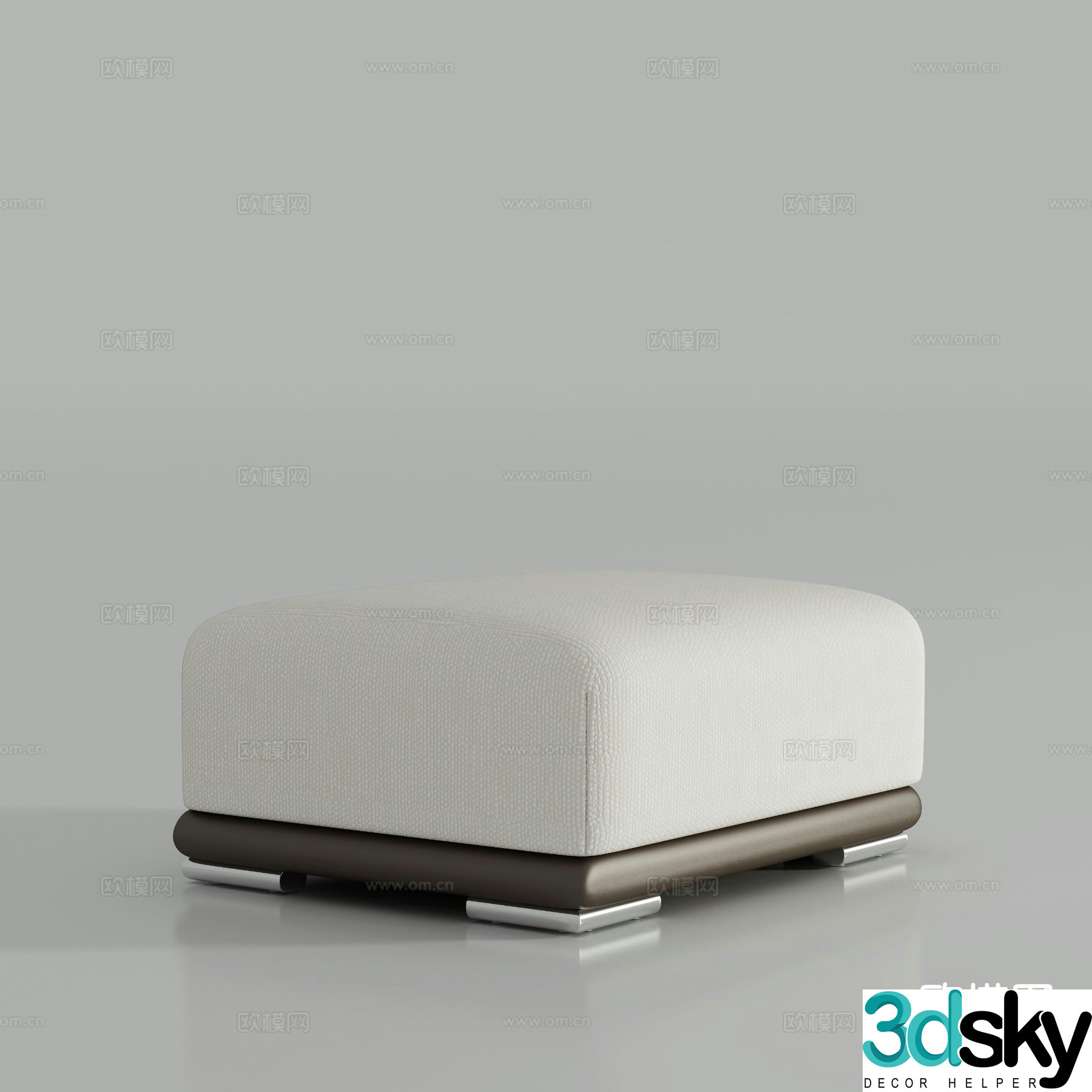 Modern footrest fabric sofa stool 3d model