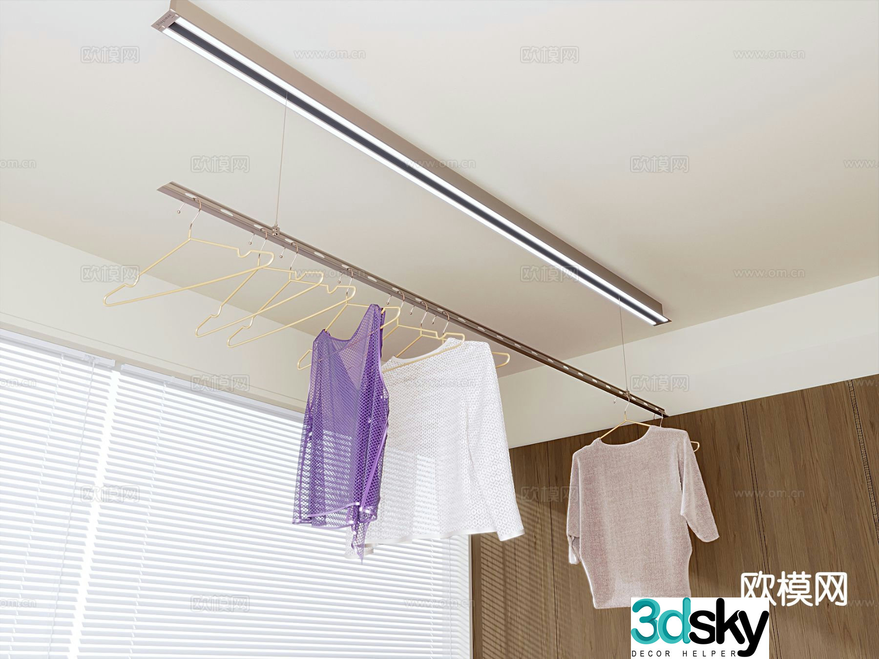 Clothes drying rack automatic lifting clothes drying rack 3D model
