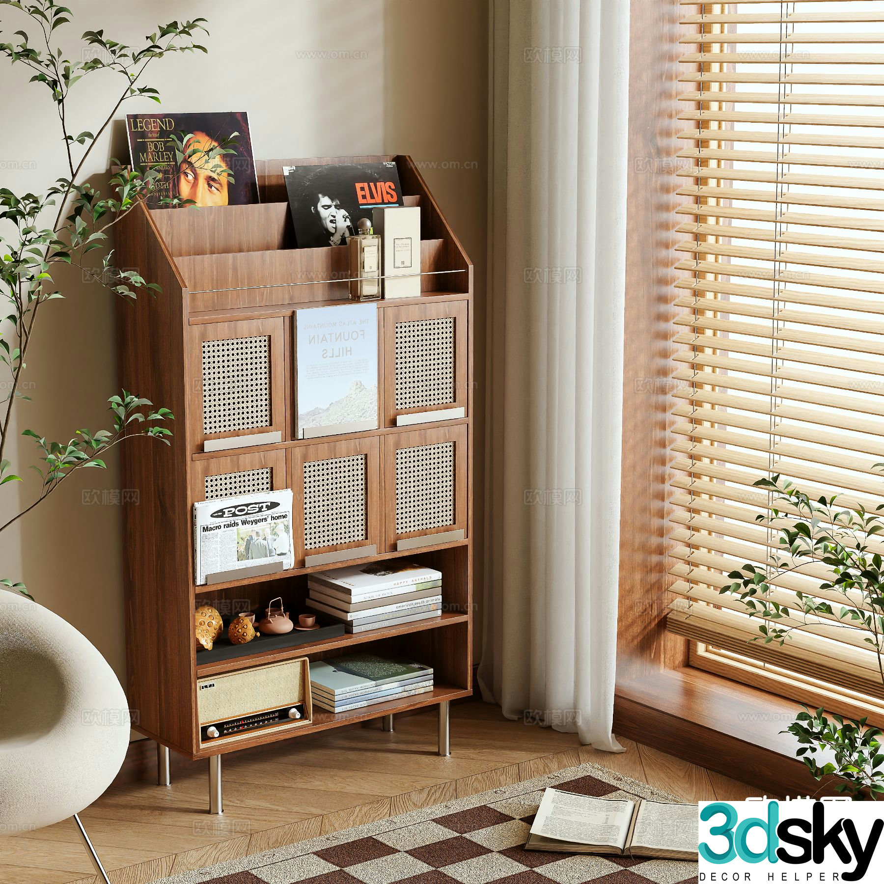 Medieval style magazine cabinet 3D model