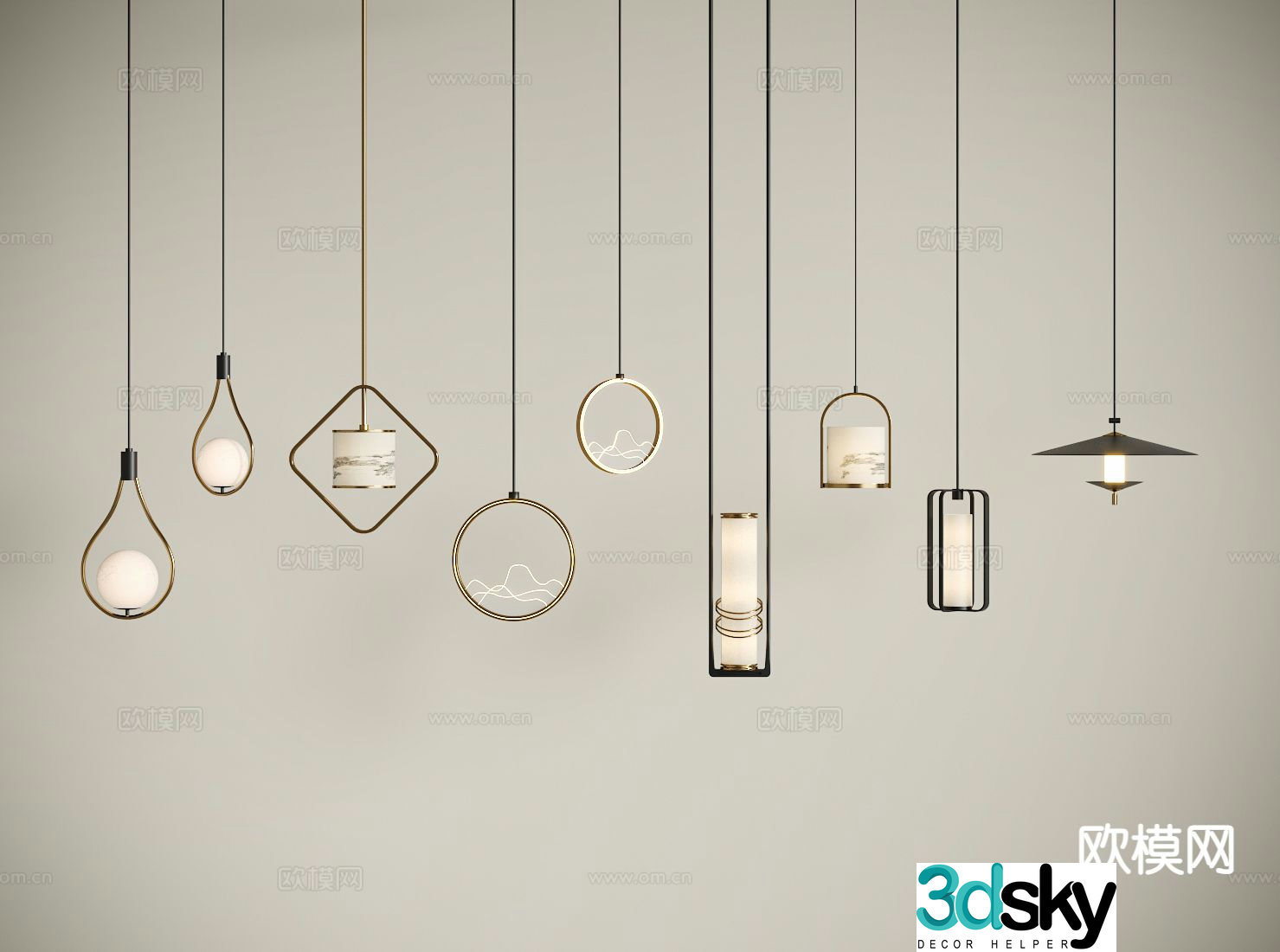 New Chinese style chandelier 3d model