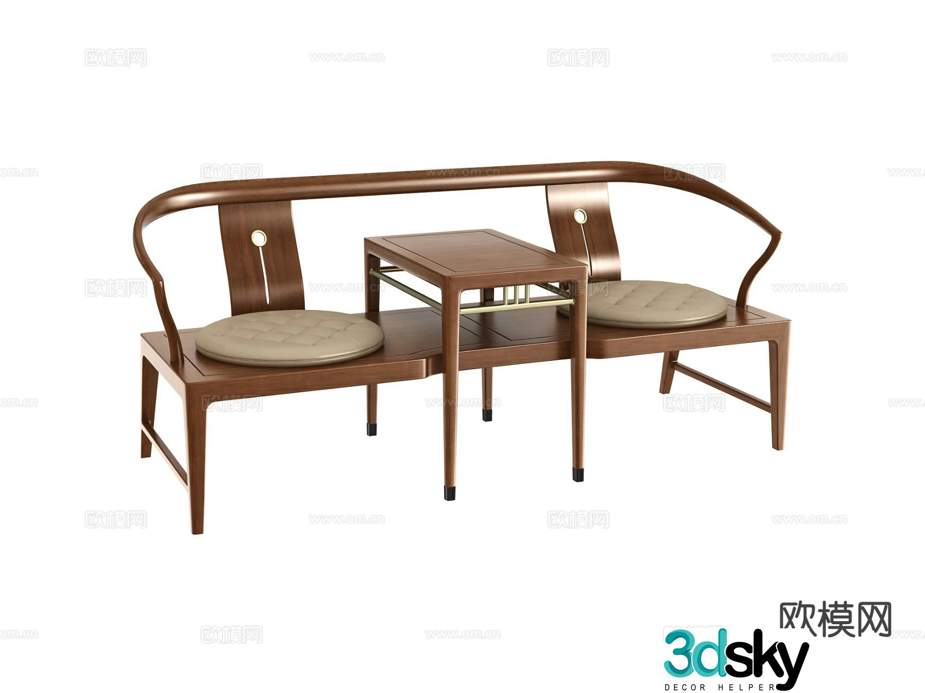 New Chinese style Luohan bed double sofa 3d model