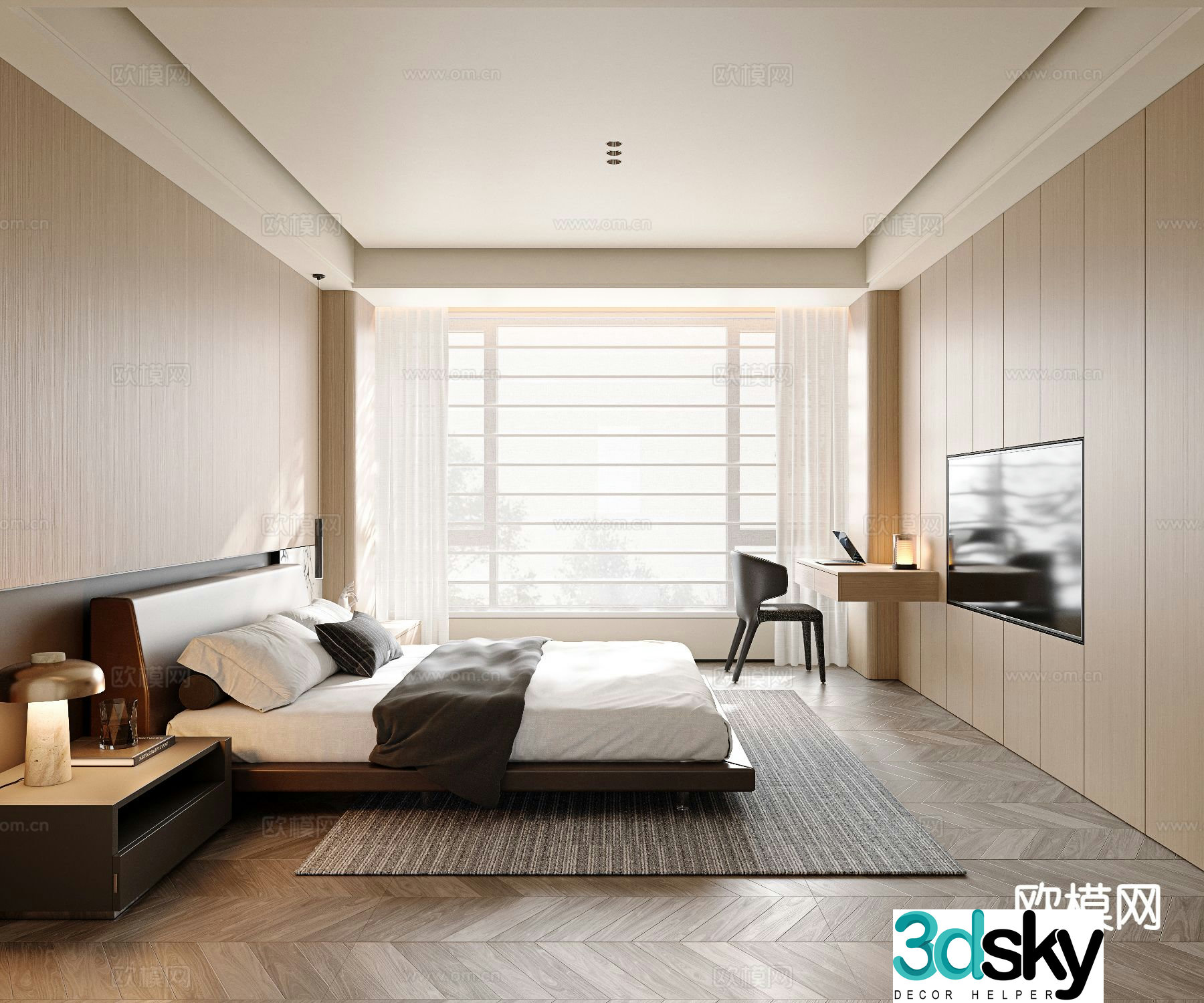 Modern bedroom master bedroom 3d model