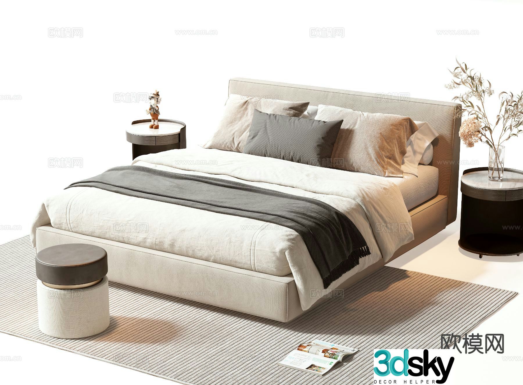 Modern double bed 3d model