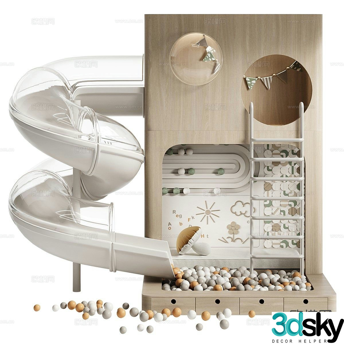 Amusement equipment slide ocean ball 3d model