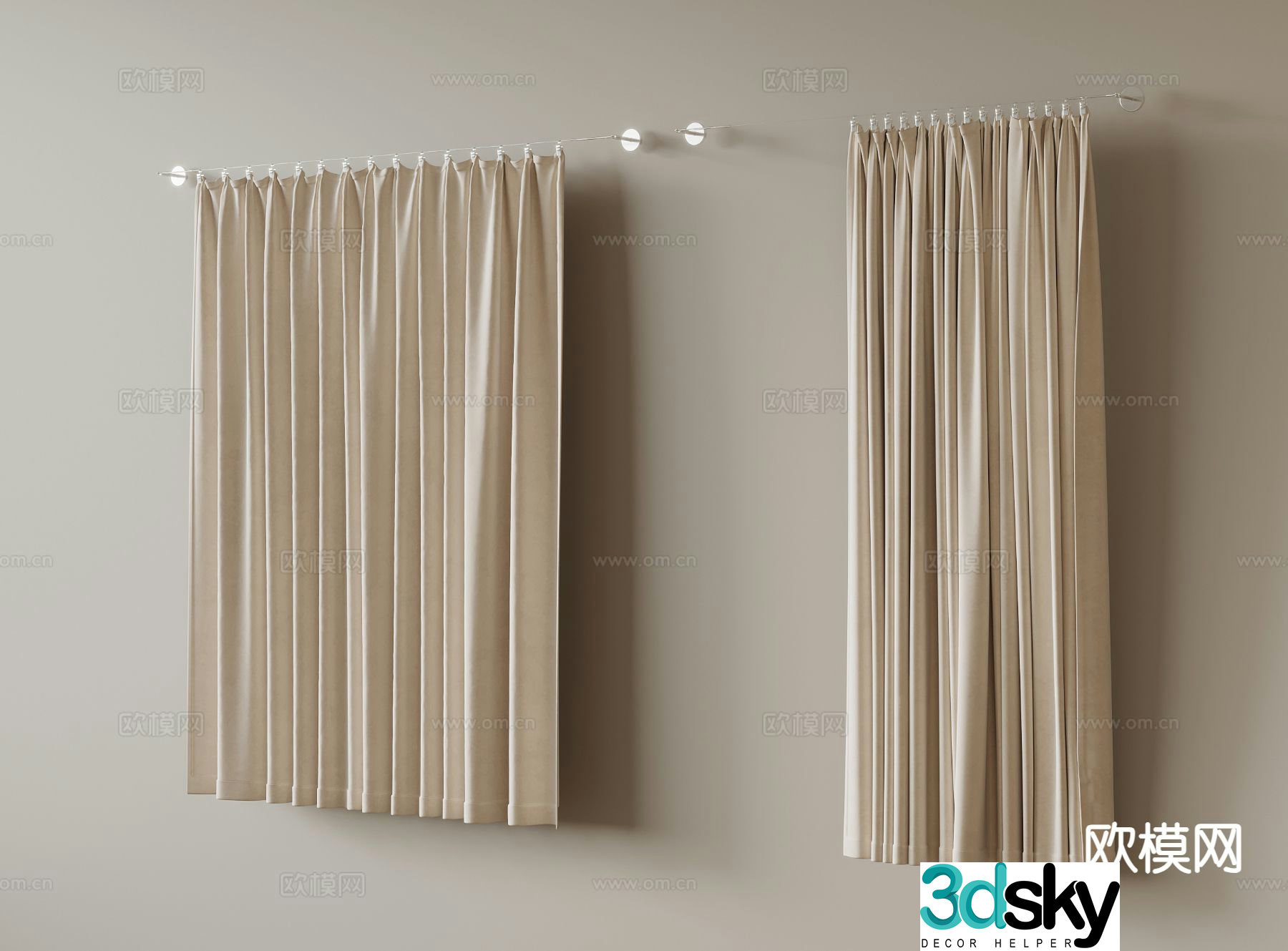 Shower curtain bathroom curtain waterproof curtain partition curtain 3d model