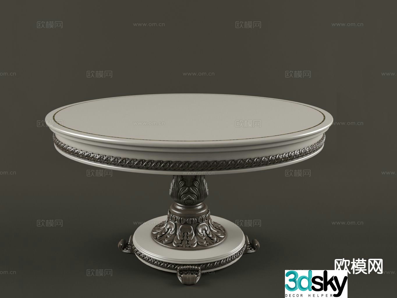 Round dining table 3d model