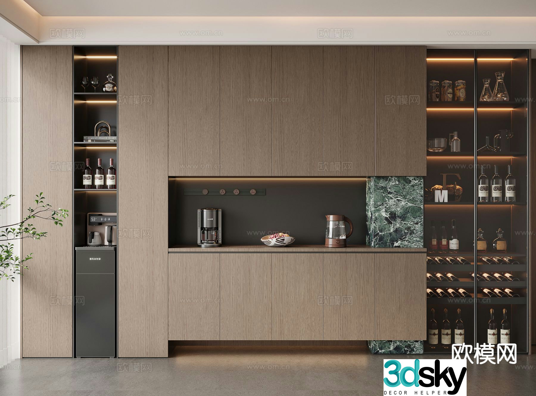 Italian wine cabinet sideboard 3d model