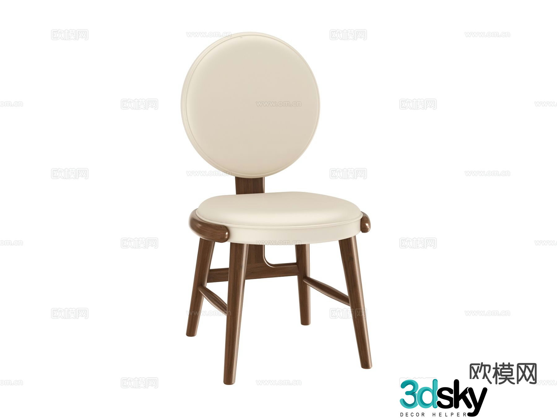 Modern wooden stool makeup stool chair 3d model