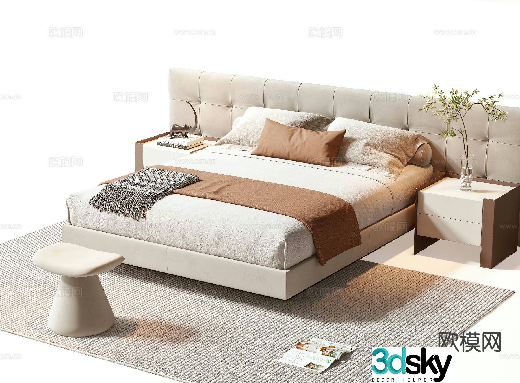 Modern double bed 3d model