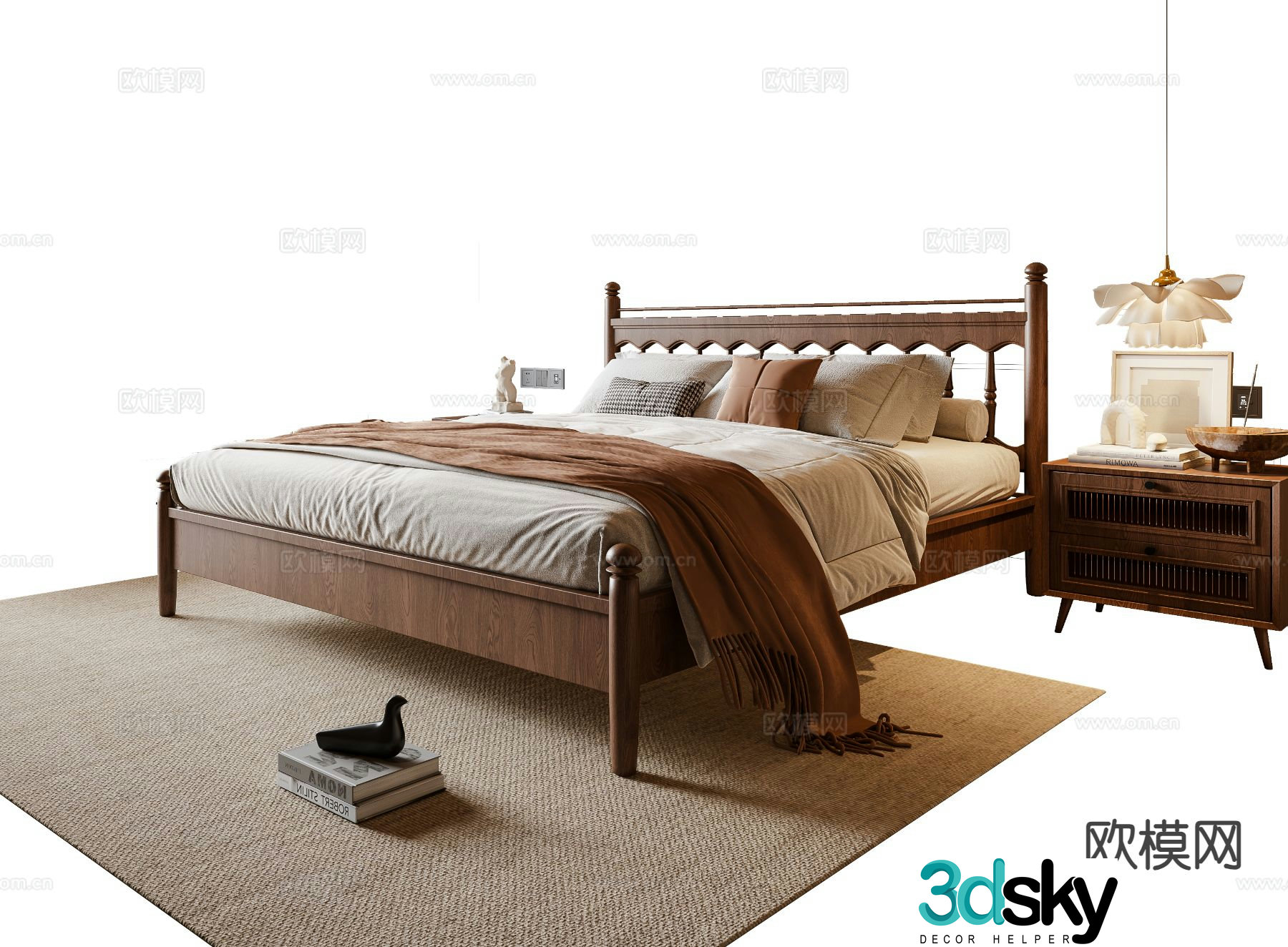 Wabi-sabi double bed 3d model