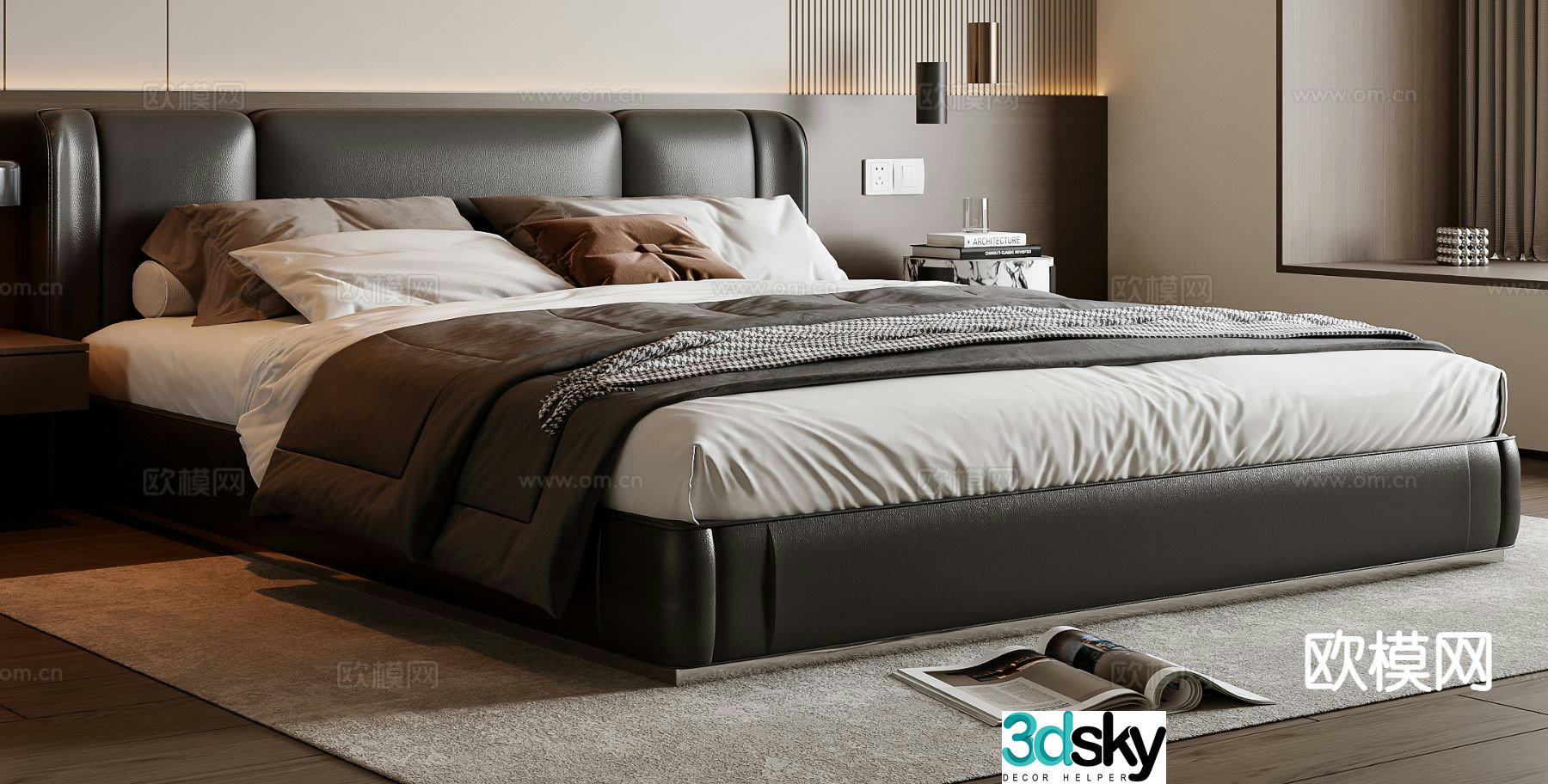Modern double bed 3d model