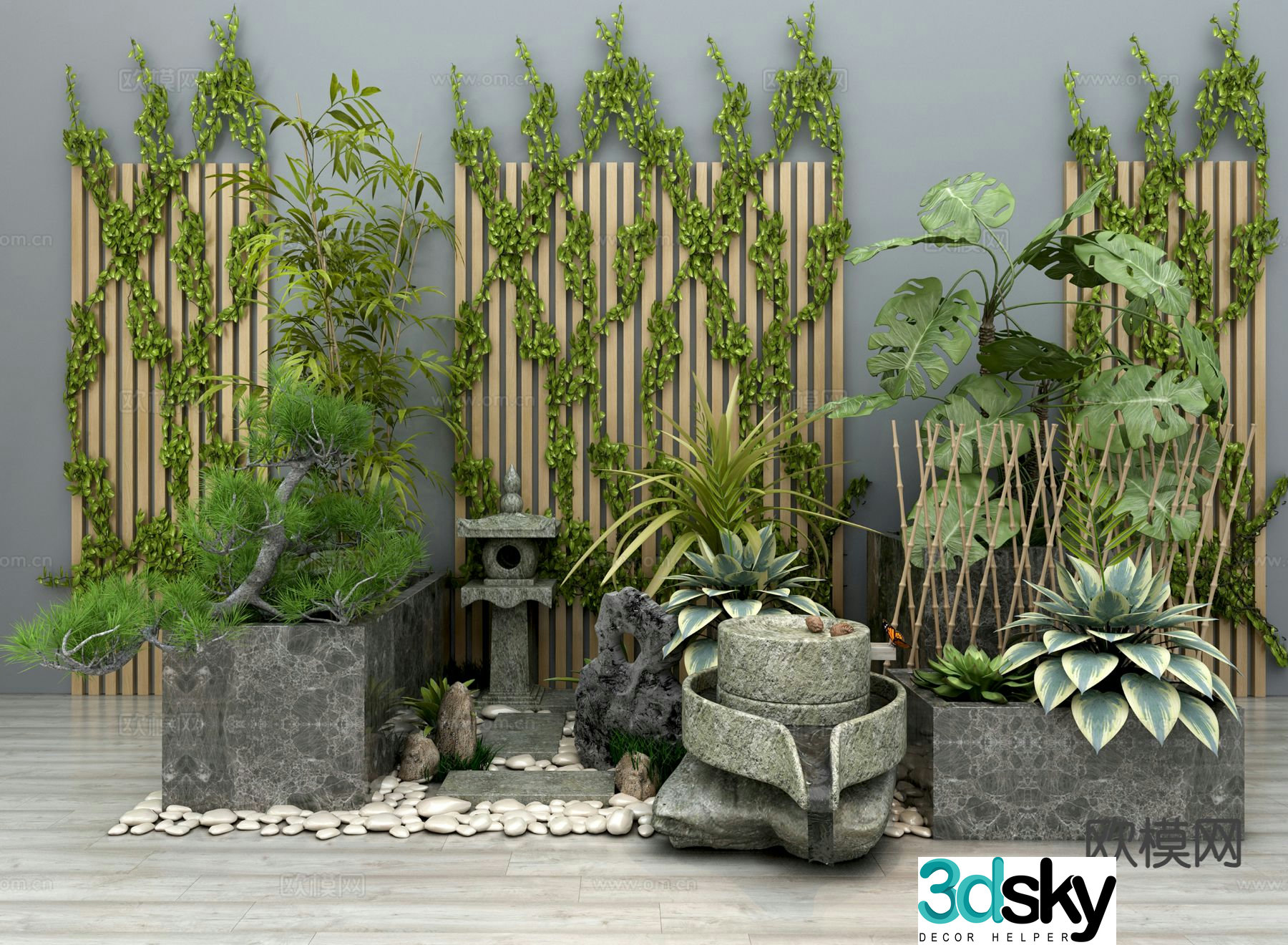 Modern garden sketch landscape sketch lotus fountain 3D model