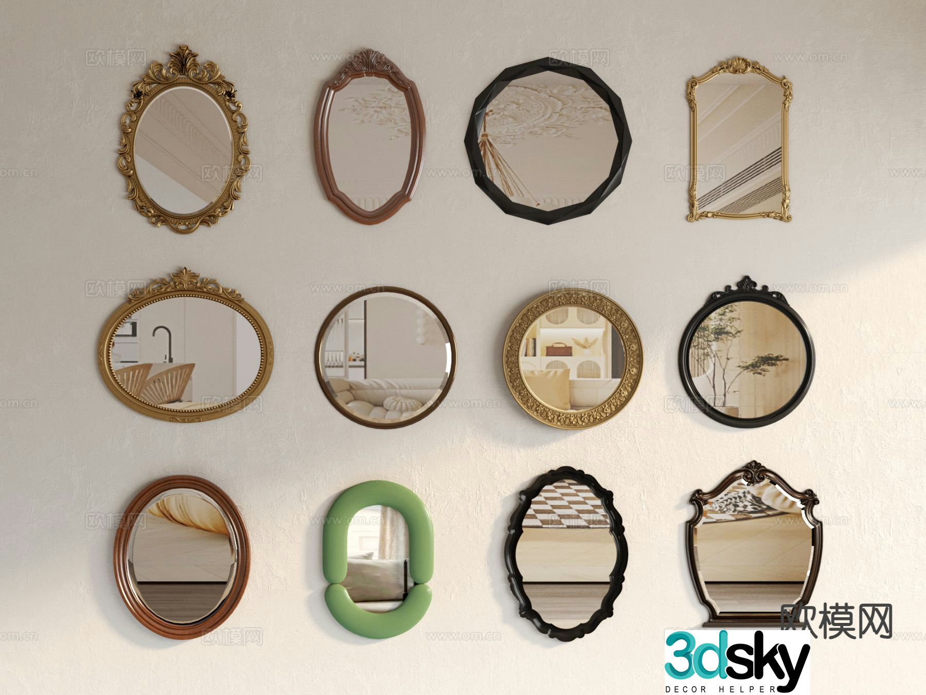 mirror decorative mirror bathroom mirror 3d model