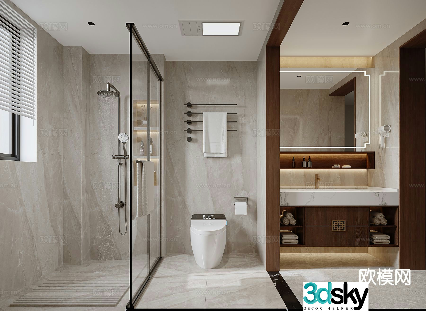 New Chinese style bathroom bathroom 3d model
