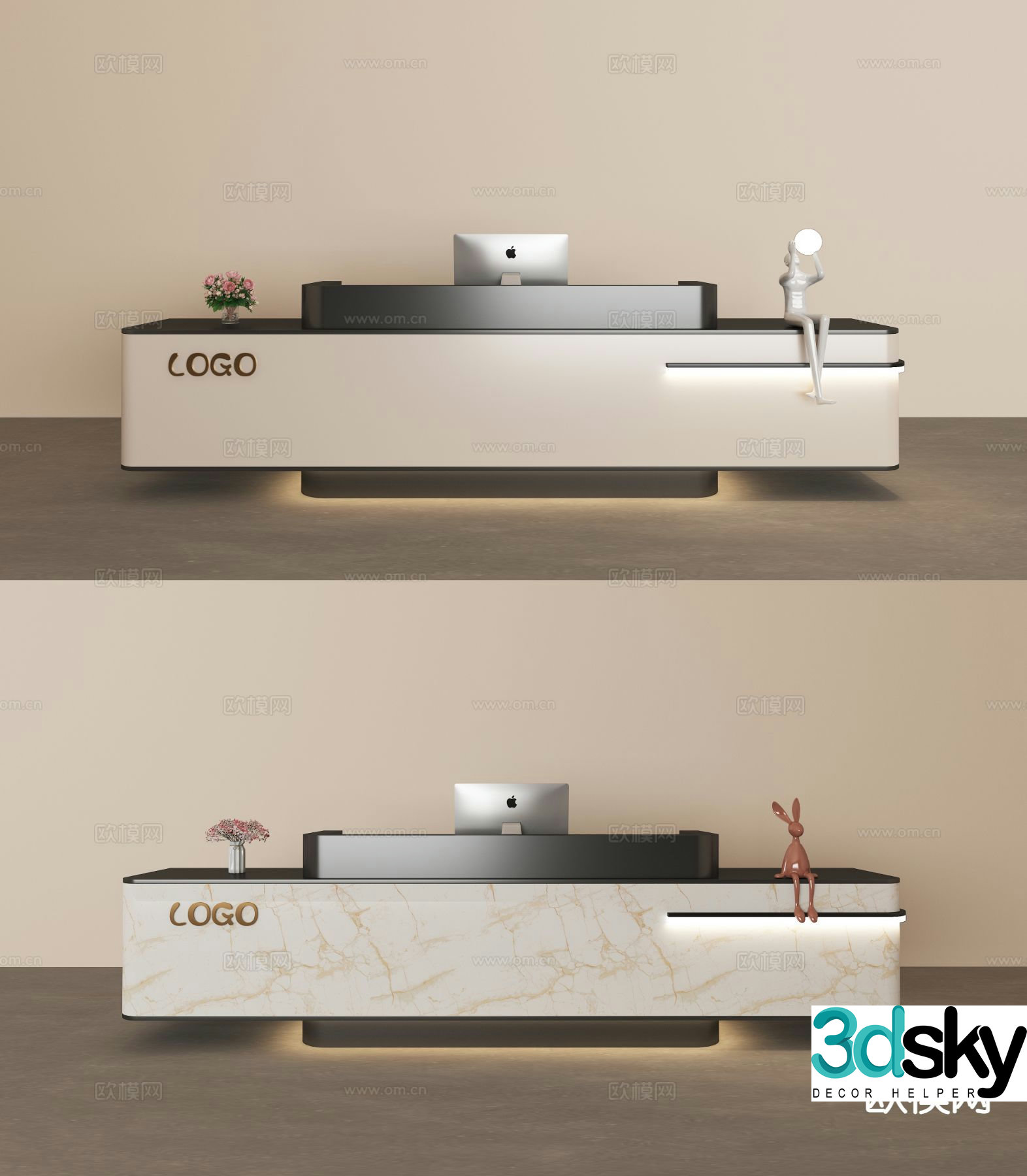 Modern front desk reception desk 3d model