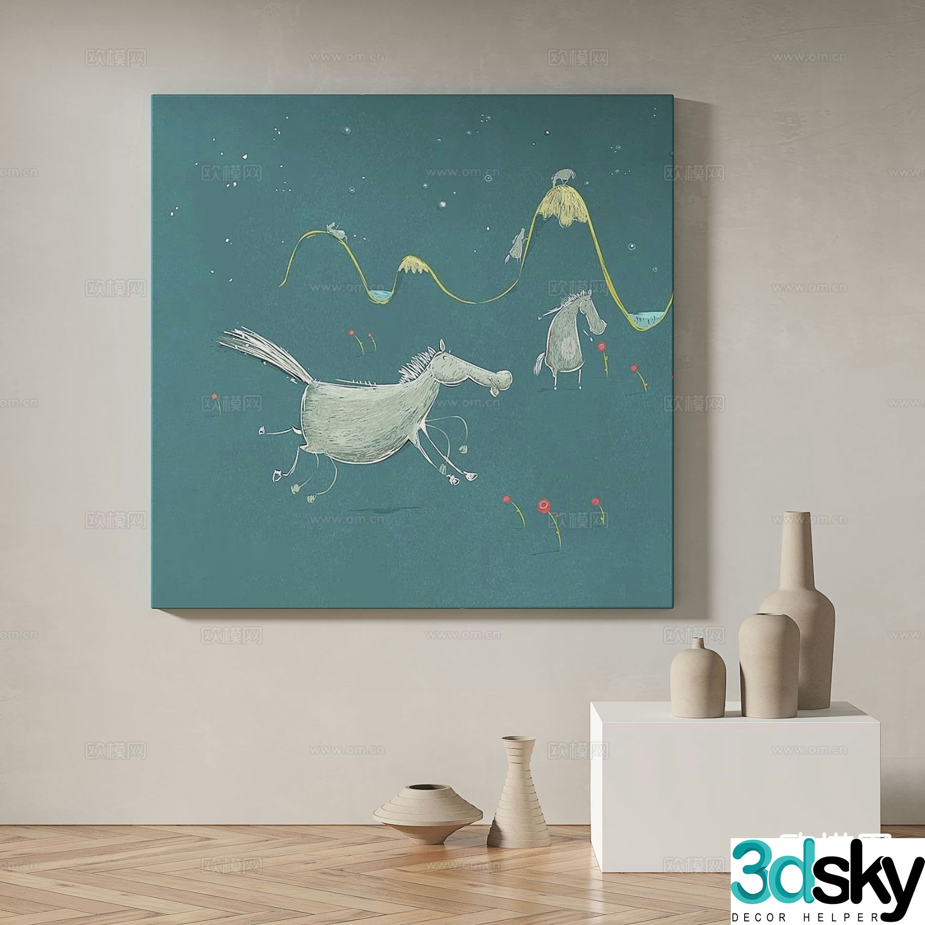 Modern art painting decorative painting 3d model