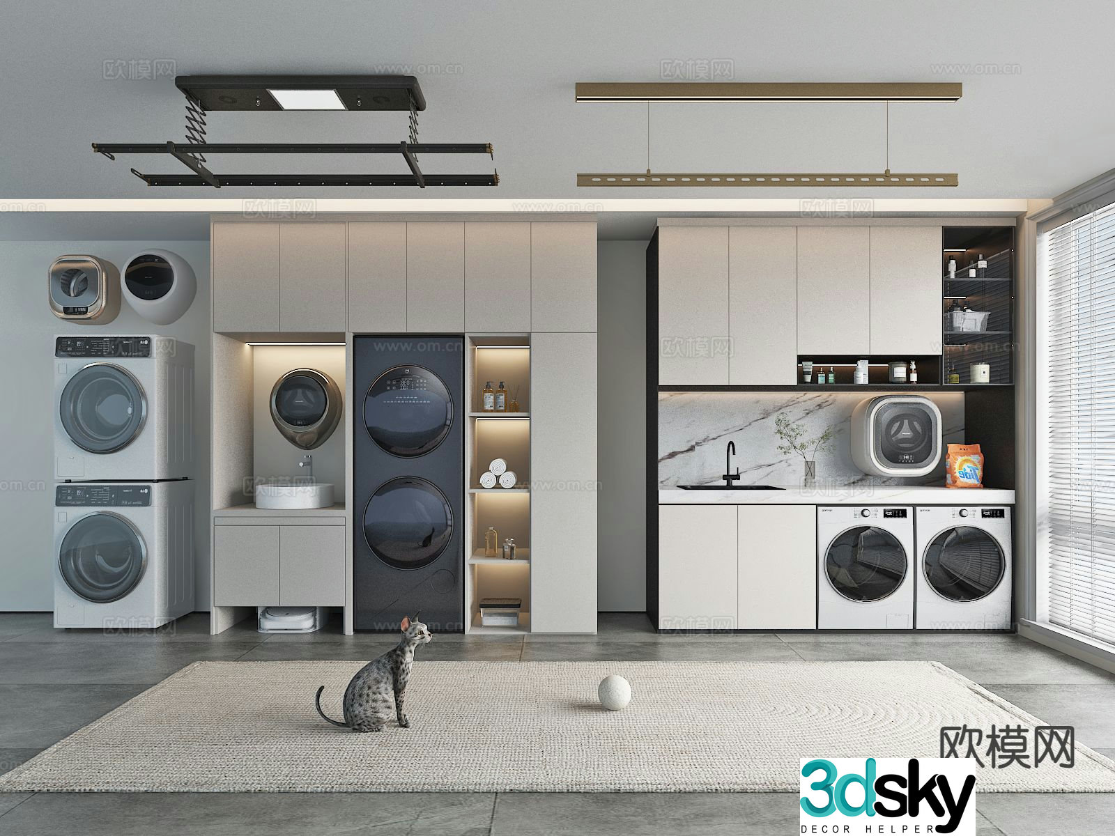 Modern balcony cabinet washing machine cabinet 3d model