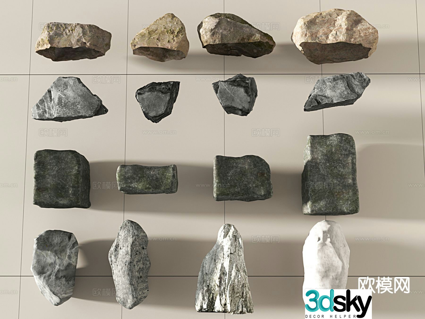 modern stones stone rock landscape stone 3d model