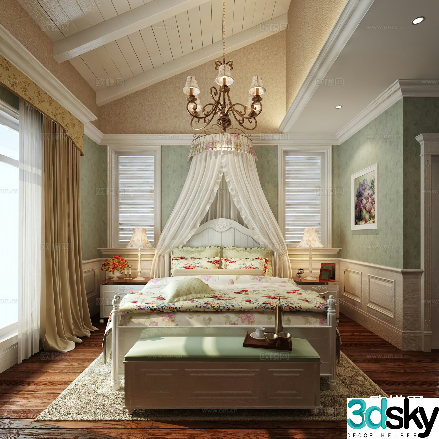 French bedroom master bedroom 3d model