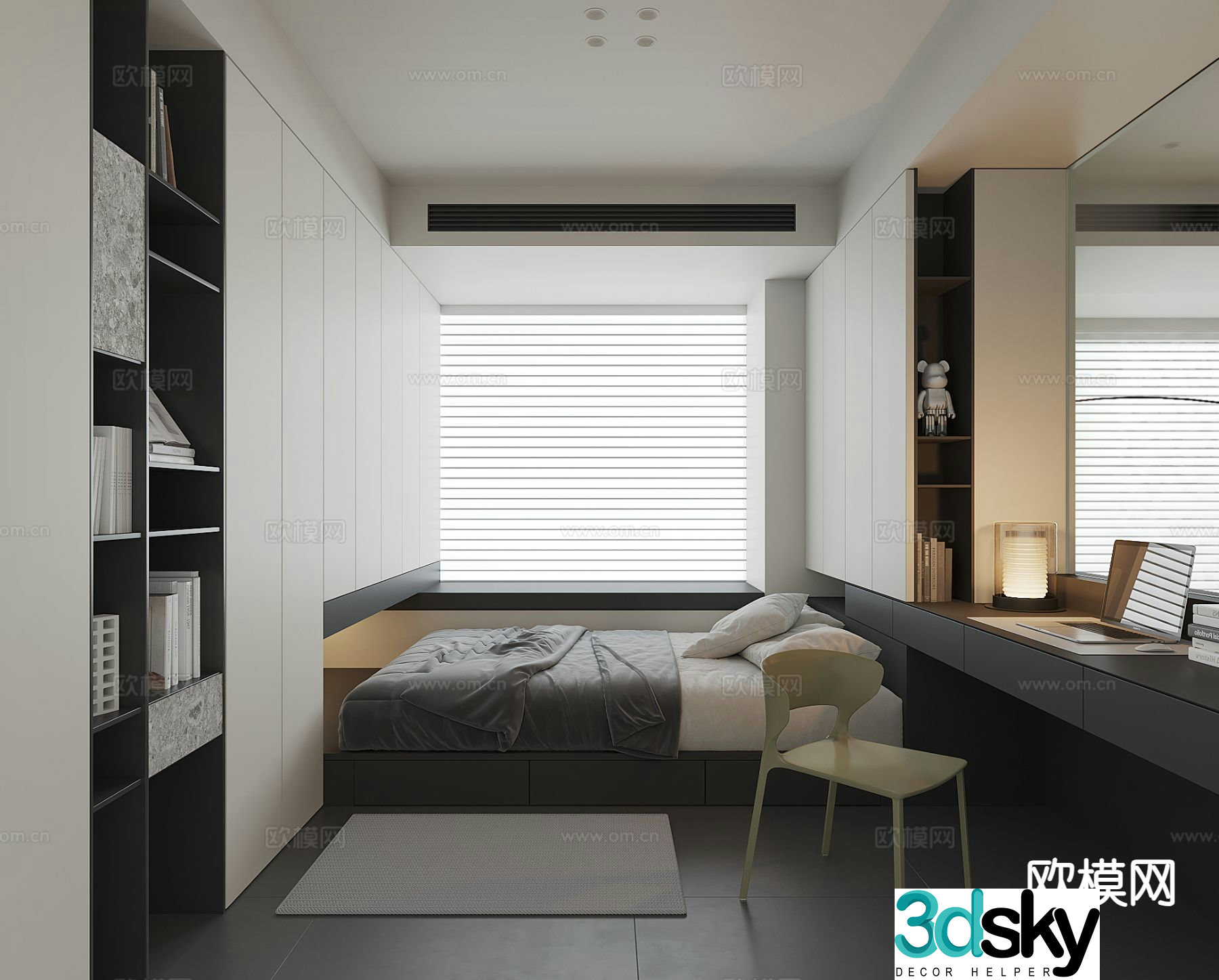 Modern tatami bedroom 3d model