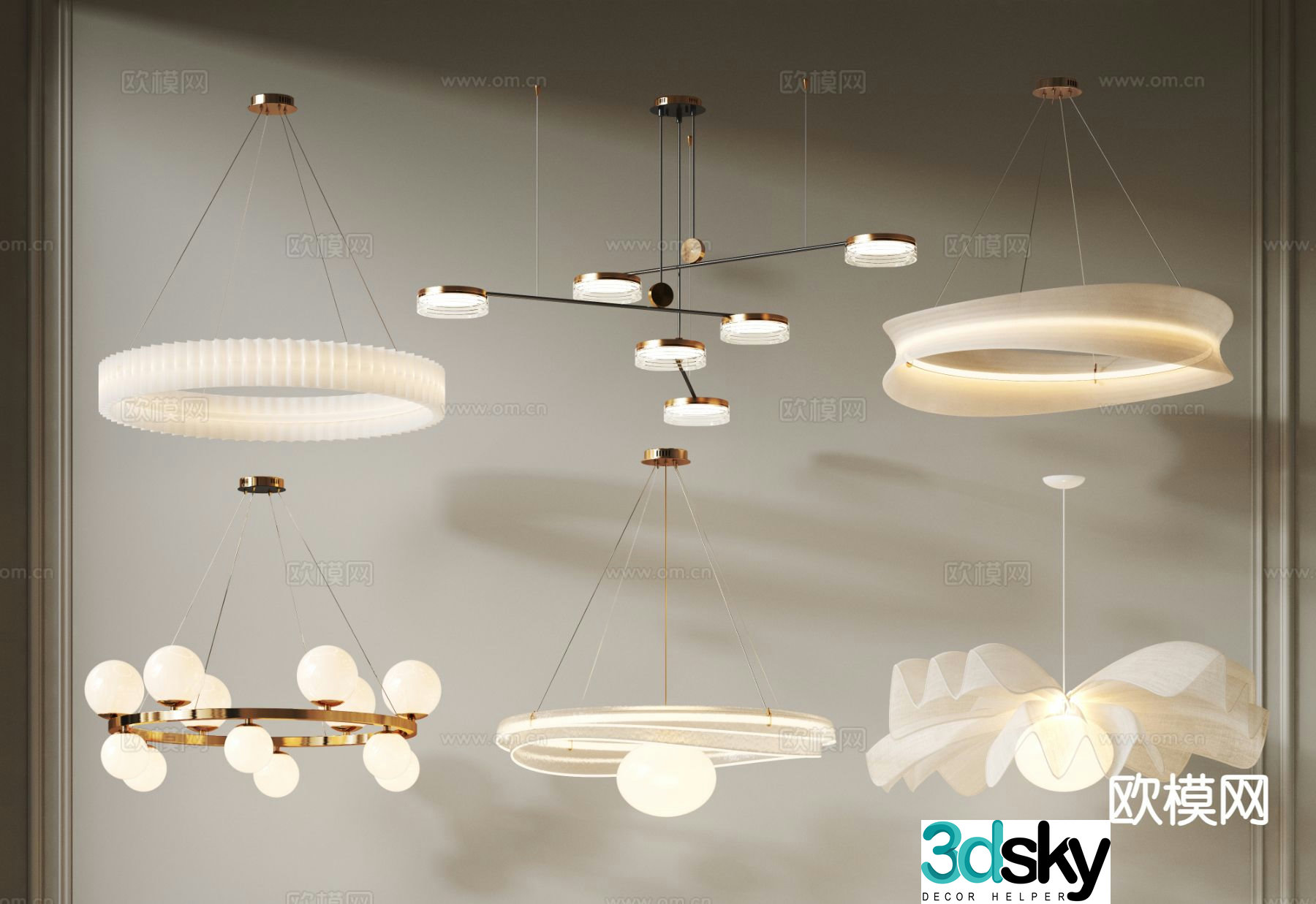Multi-head chandelier glass chandelier 3d model