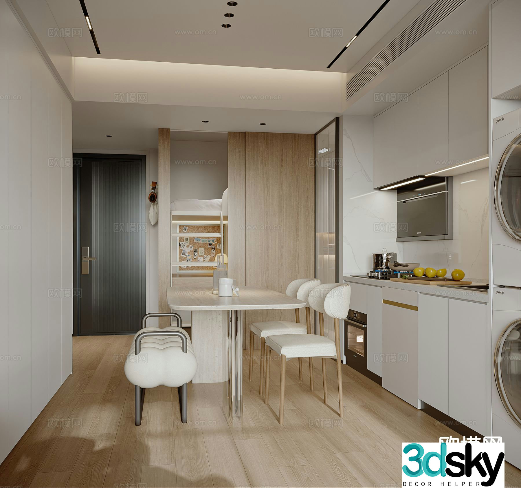 Modern apartment living room 3d model