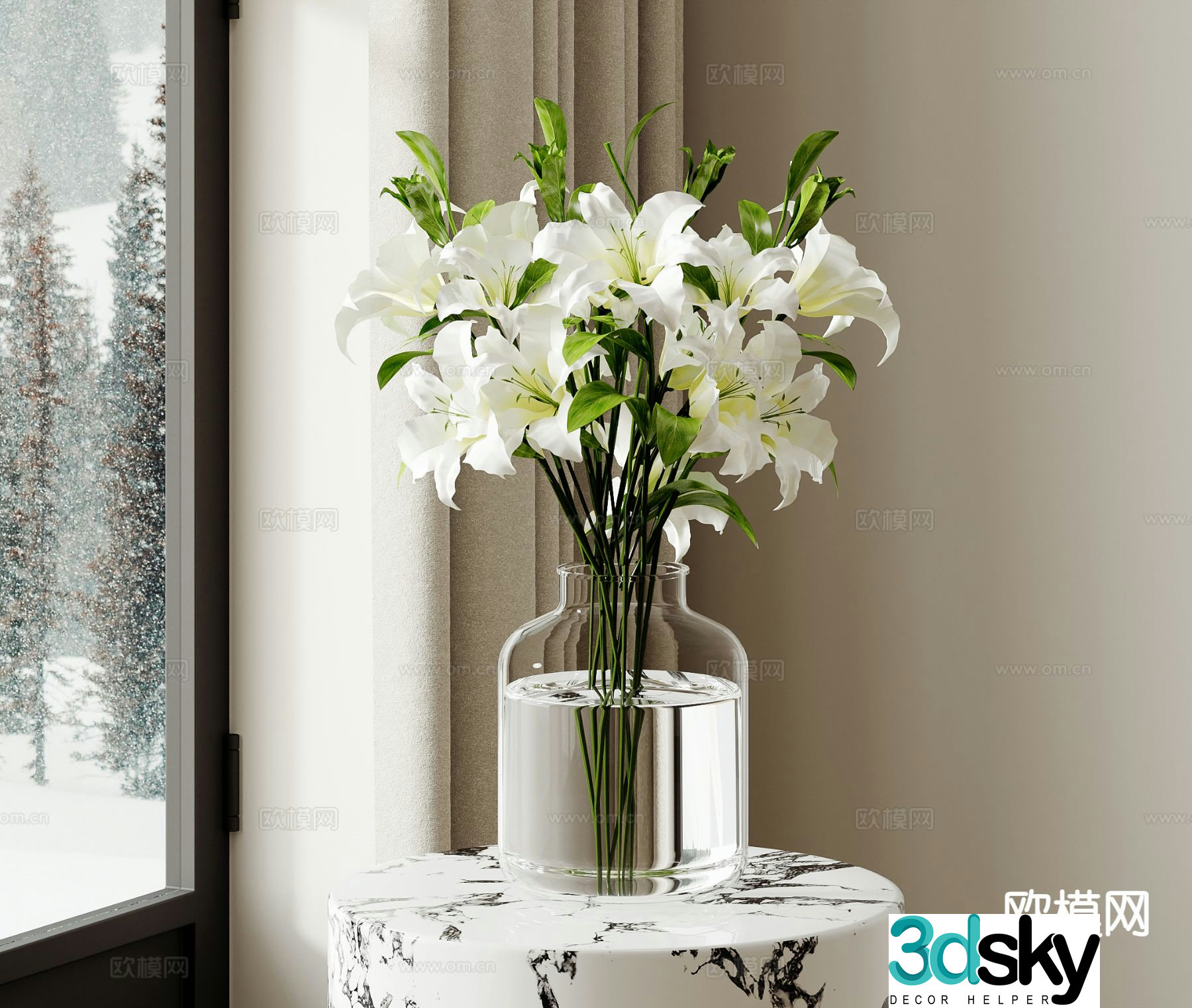 vase floral arrangement flowers flower arrangement 3d model