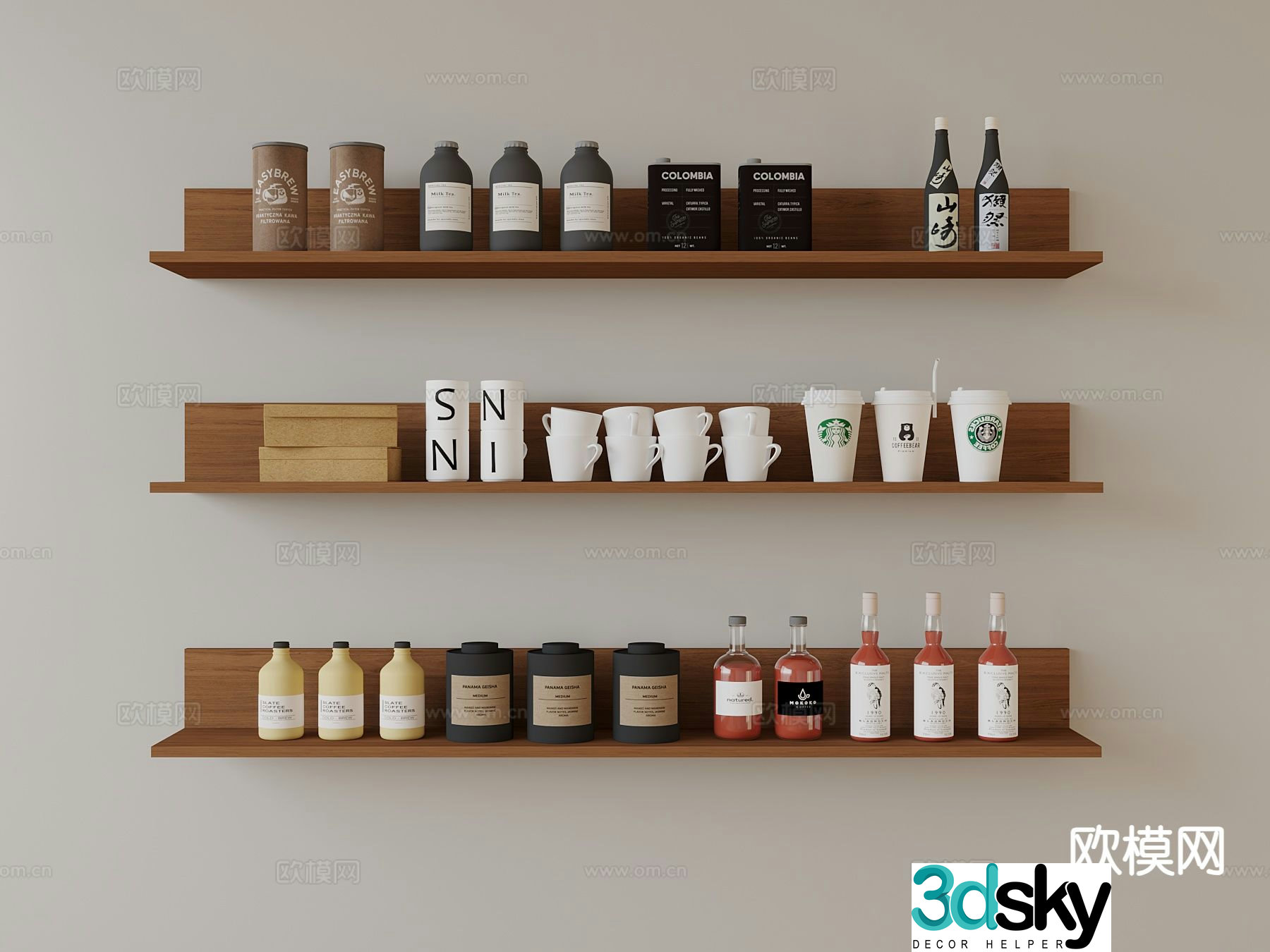 Shelves shelves coffee ornaments 3D model