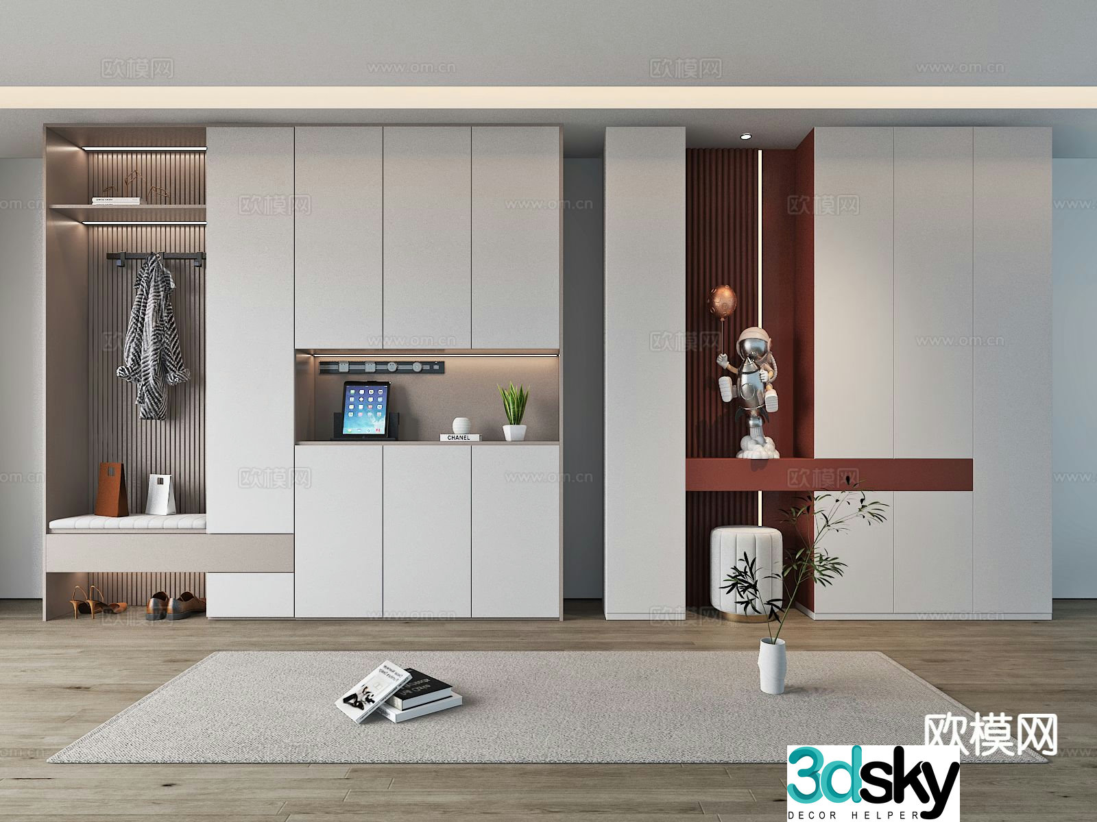 Modern partition shoe cabinet 3d model