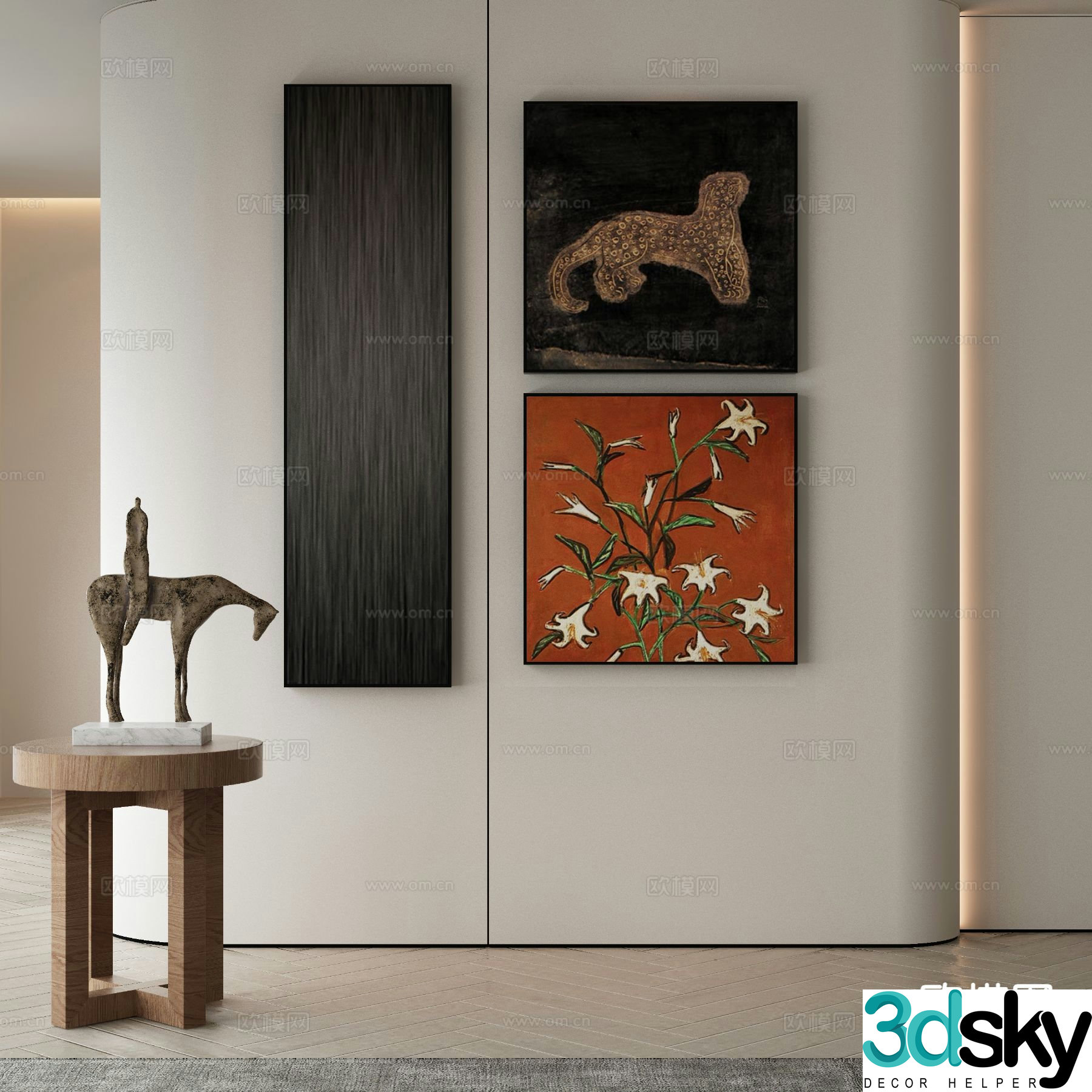 Medieval style decorative painting retro hanging painting 3d model