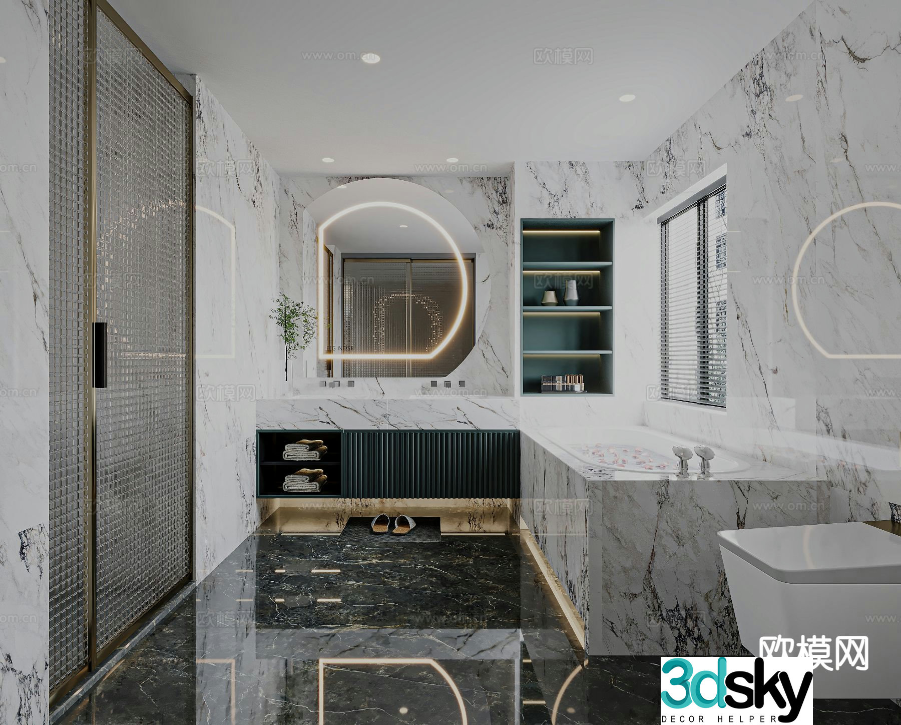 French bedroom bathroom 3d model