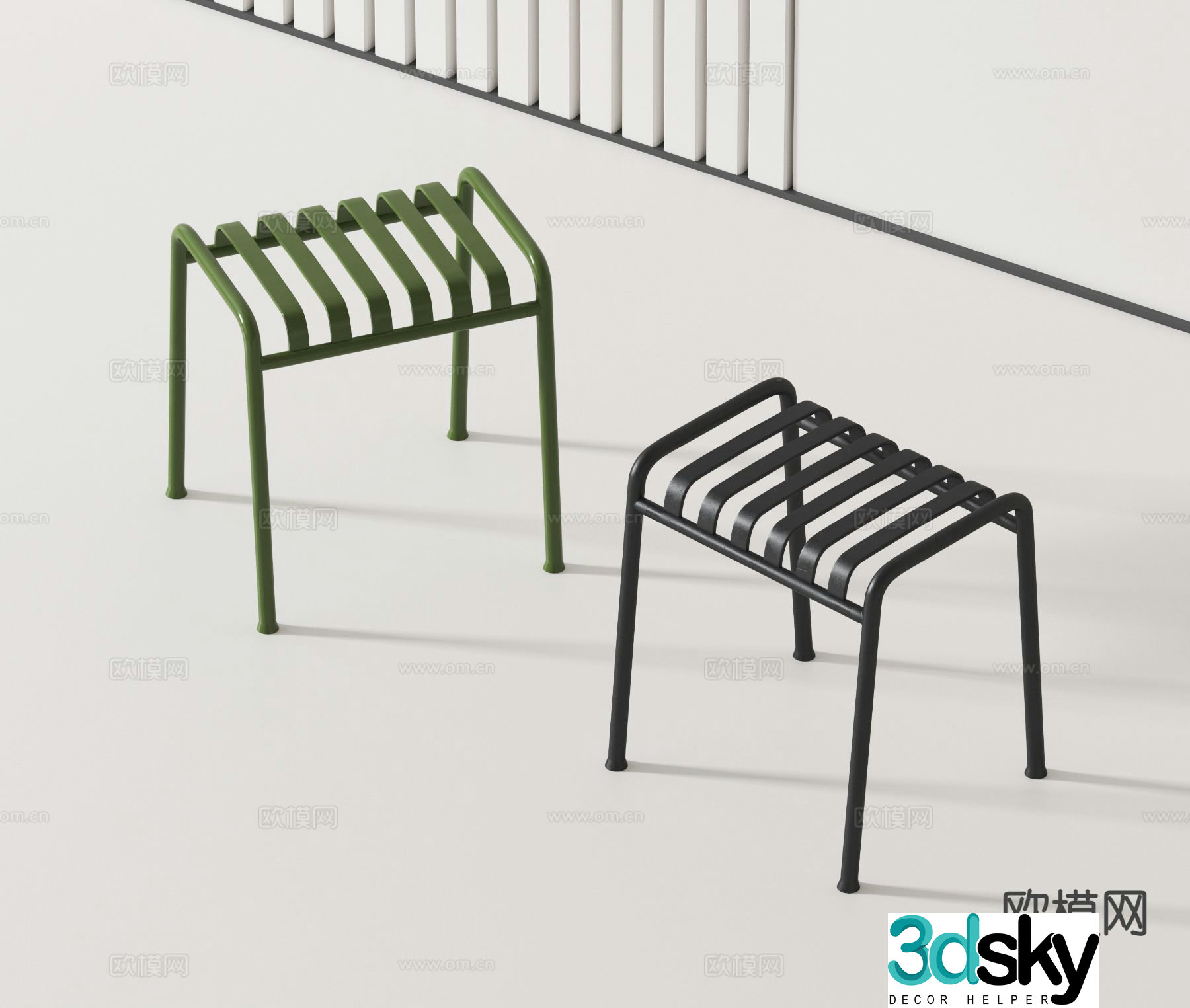 modern stool iron stool low stool 3d model