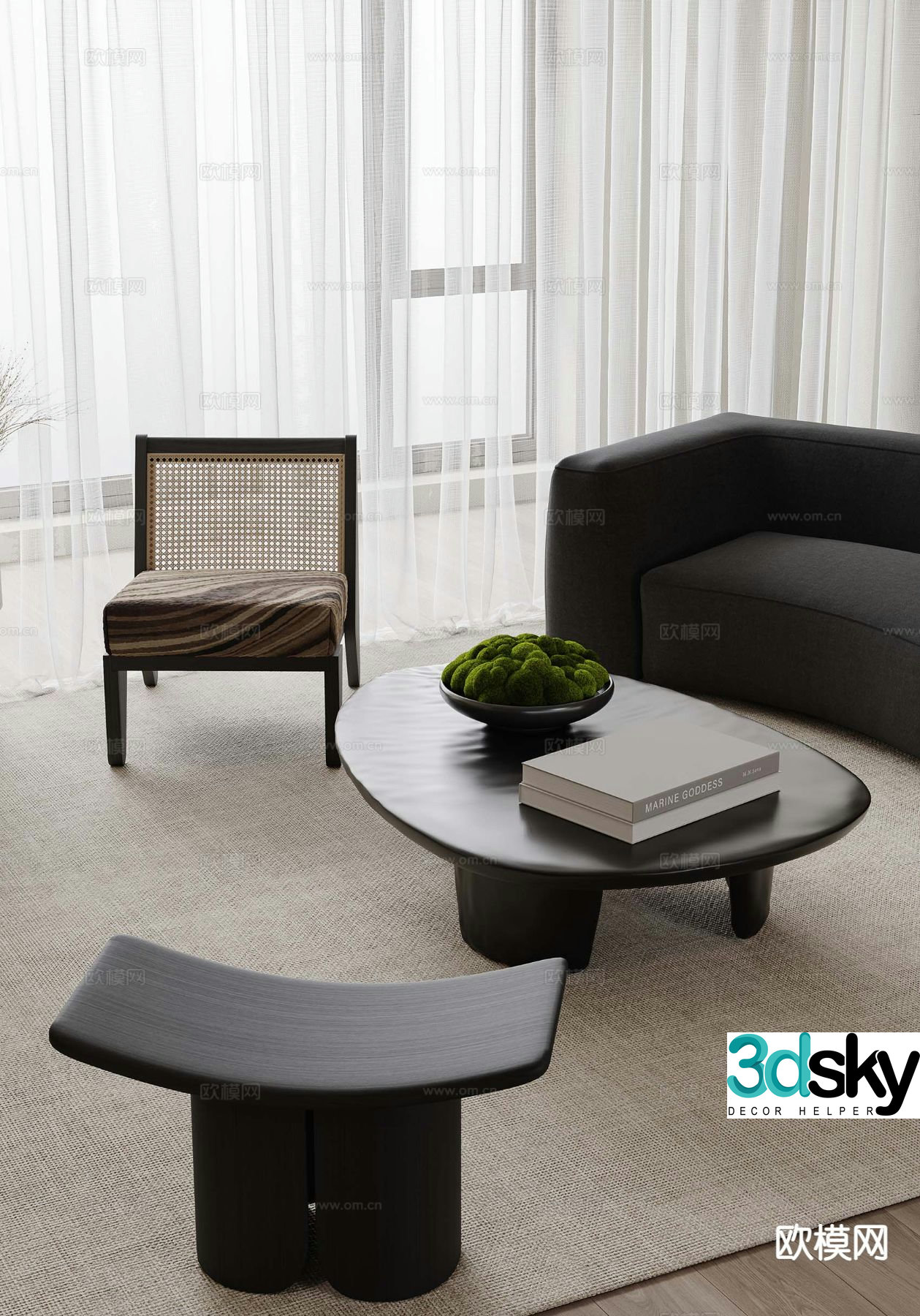 Modern sofa coffee table 3d model