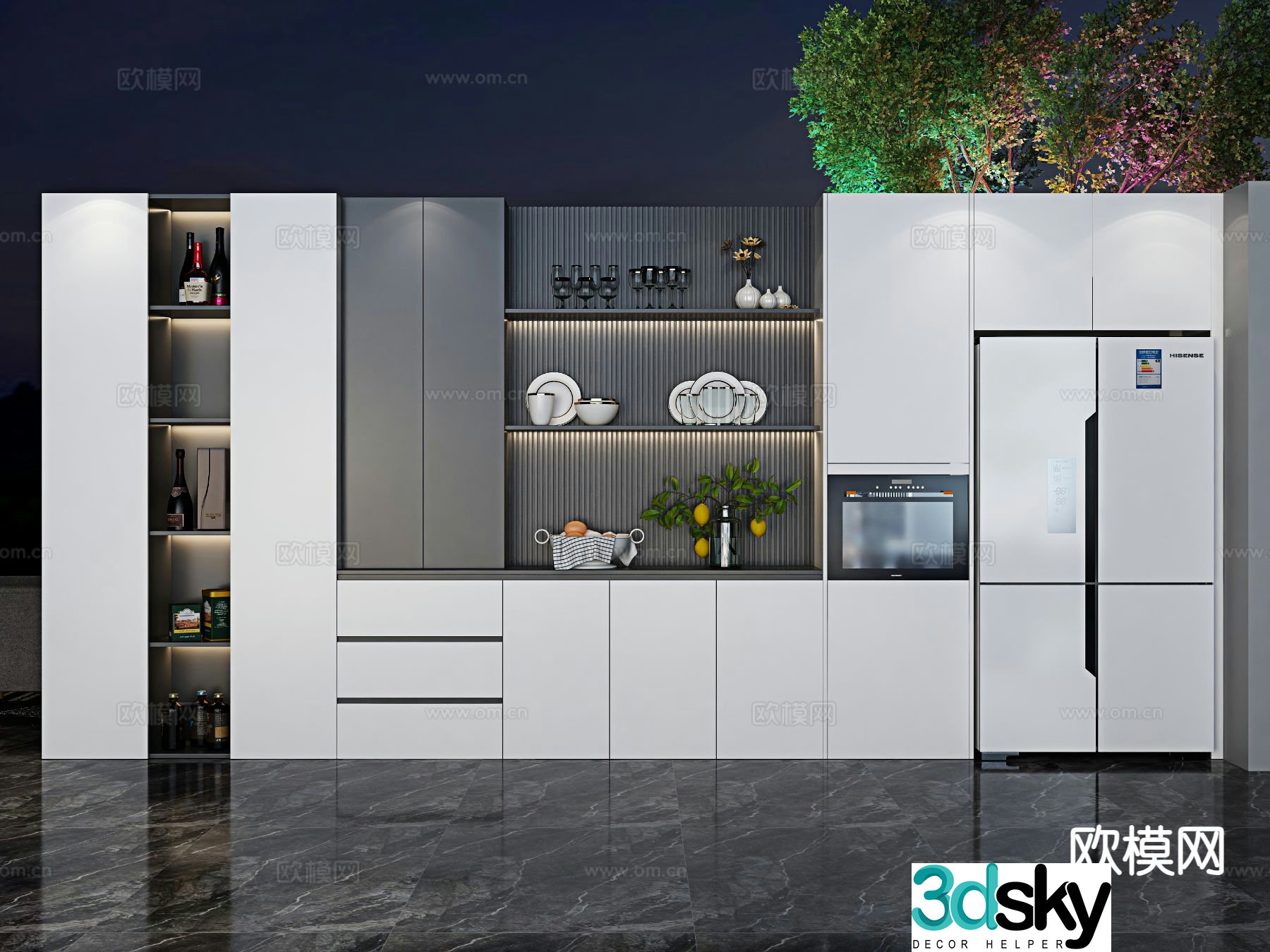 Modern sideboard wine cabinet 3d model